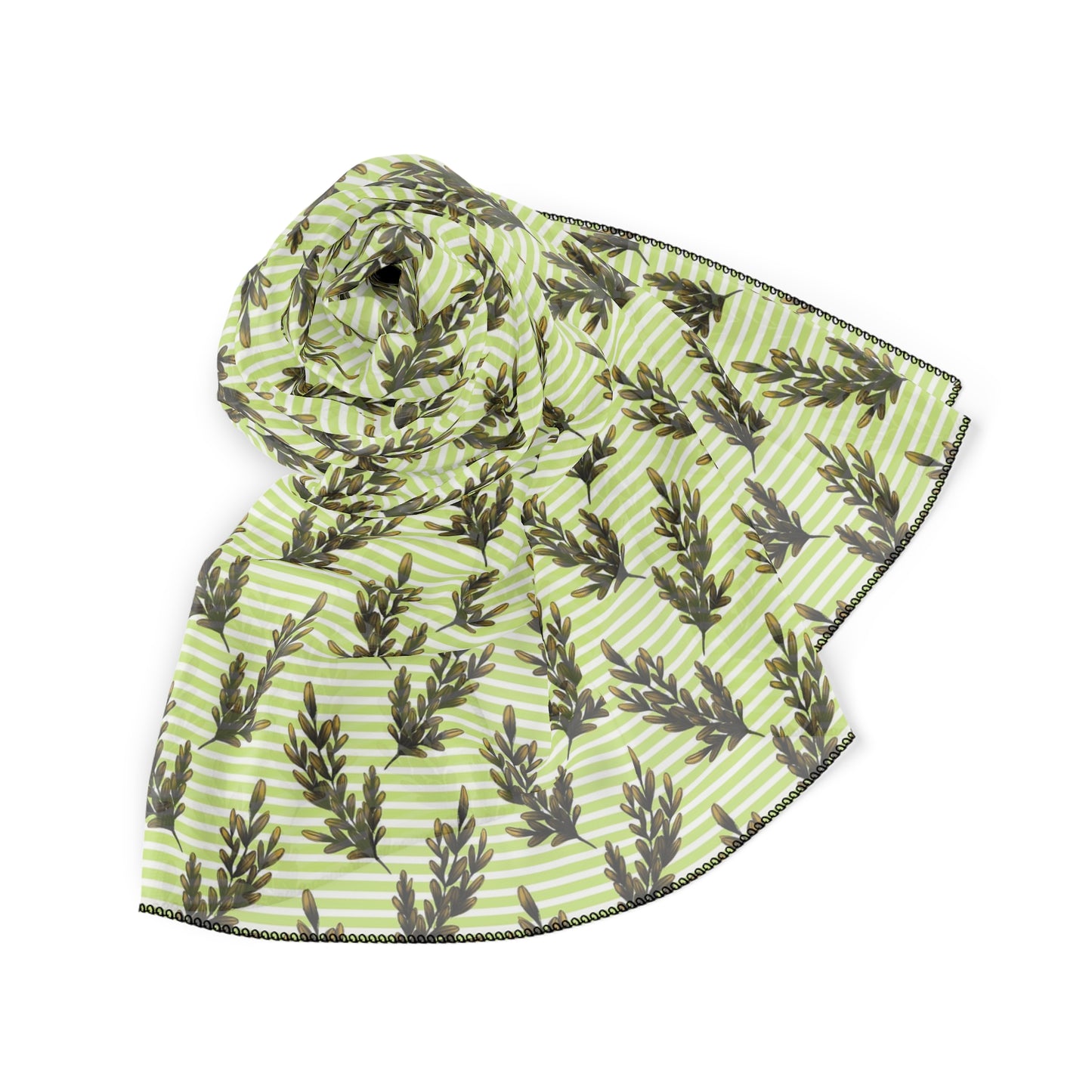 Leaves & Stripes Green Witches Veil | Witchy Pagan Scarf