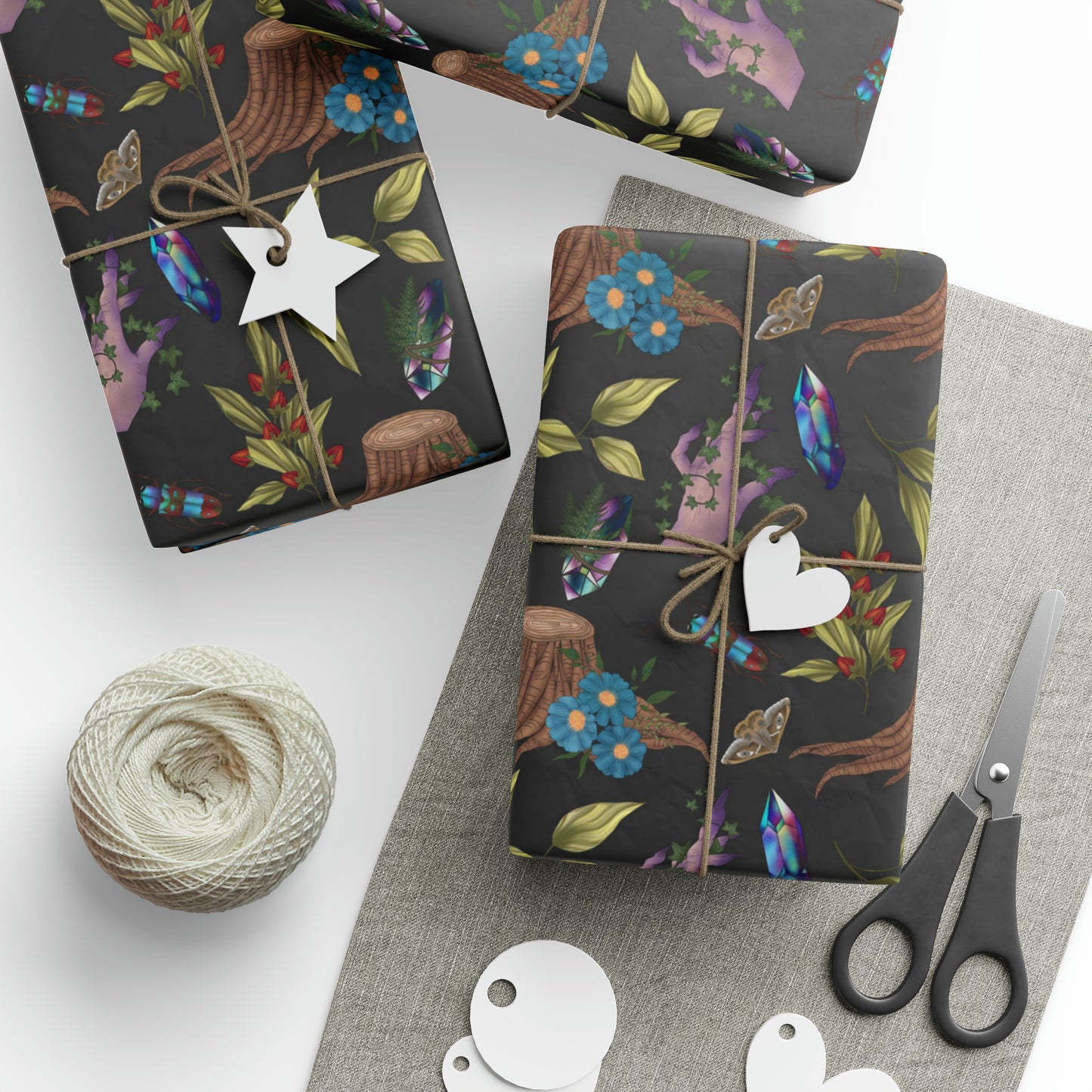 Crystals & Nature | Witchy Wrapping Paper | Boutique Gift Wrap