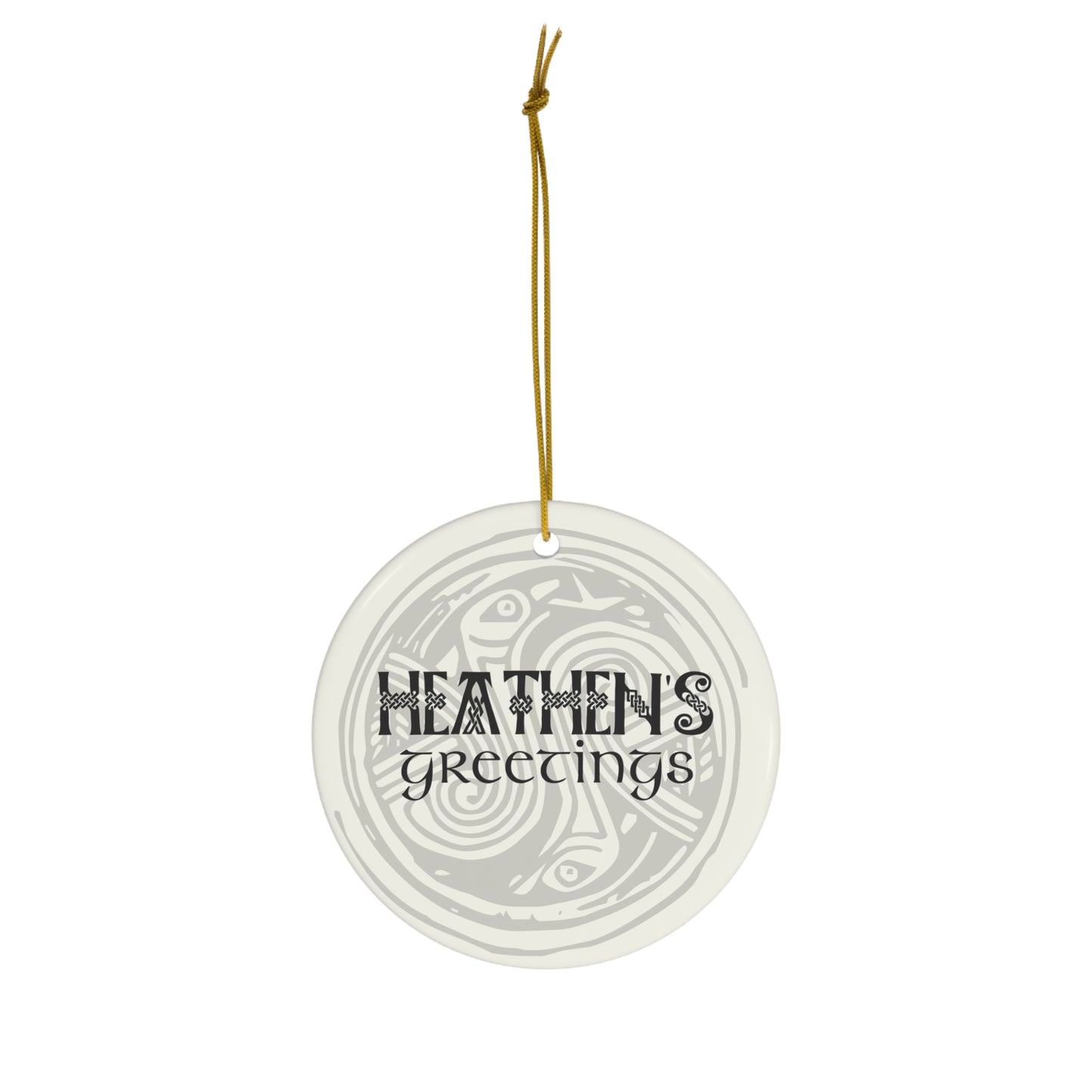 Heathen's Greetings, Ceramic Yule Ornaments, Celtic Witchcraft, Witch, Yule Pagan Celt Decor, Pagan Gift, Witchy Gift