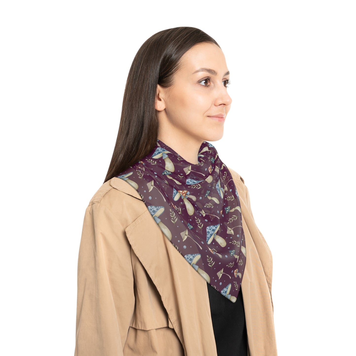 Purple & Blue Mushroom Veil | Head Scarf - Witchy scarf perfect for veiling or fashion - Witch's veil, Pagan veil - head covering for witch