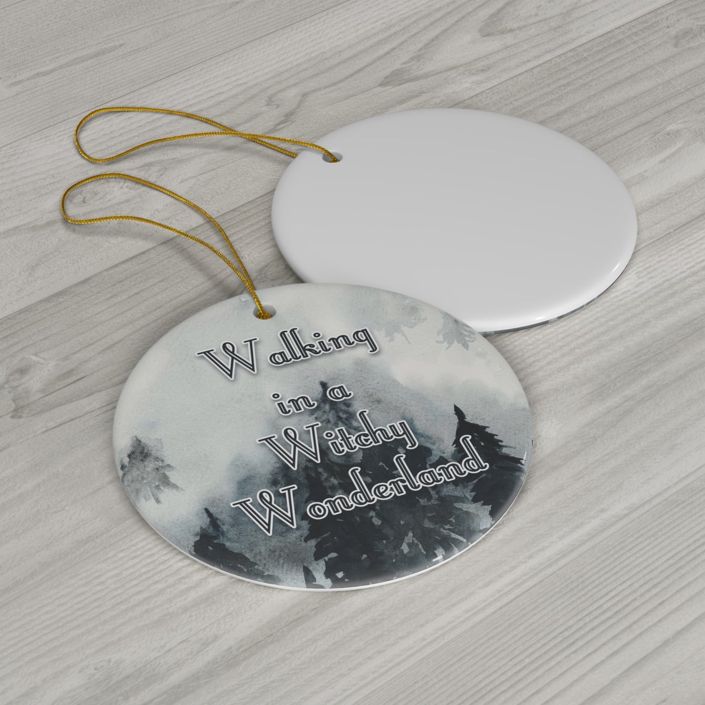 Walking in a Witchy Wonderland Ceramic Ornament - Yule ornament