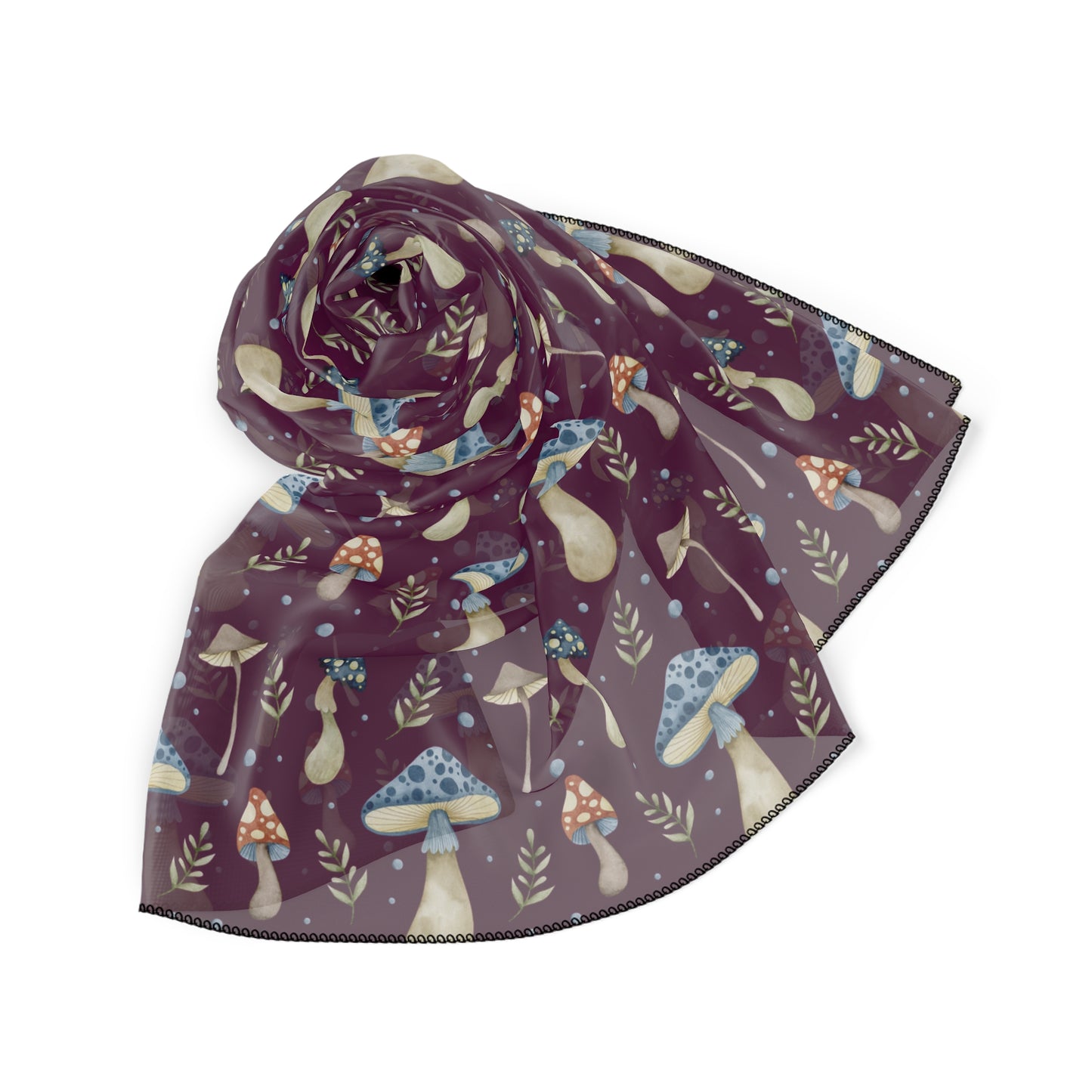 Purple & Blue Mushroom Veil | Head Scarf - Witchy scarf perfect for veiling or fashion - Witch's veil, Pagan veil - head covering for witch
