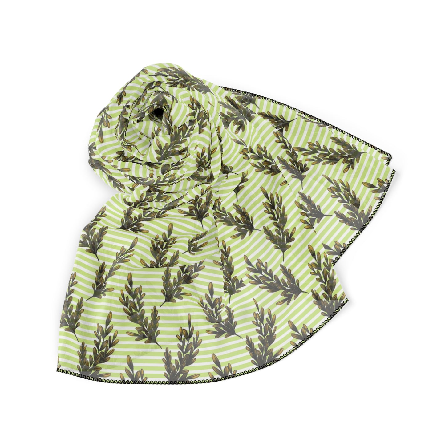 Leaves & Stripes Green Witches Veil | Witchy Pagan Scarf