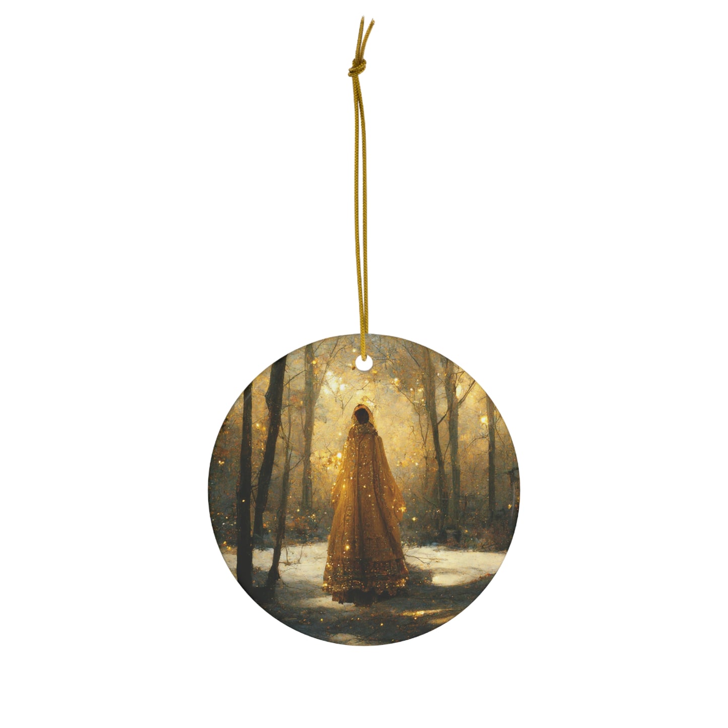 Witchy Yule Ornament - CERAMIC Golden Winter Yule Ornament - Blessed Yule! For Yule Tree, pagan man gift, wiccan gift, pagan decor, wi