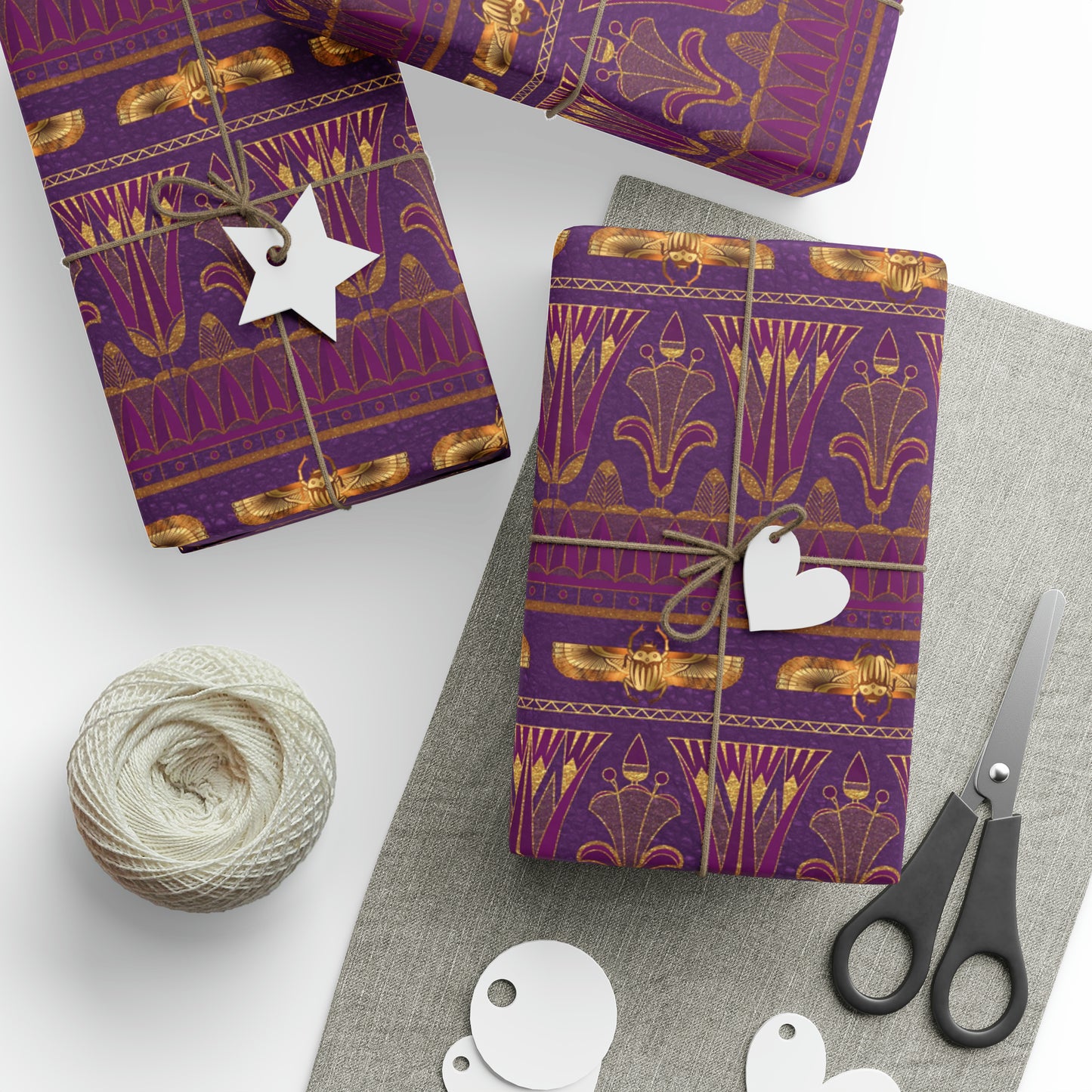 Gold and Magenta Purple Scarab | Witchy Wrapping Paper | Boutique Gift Wrap