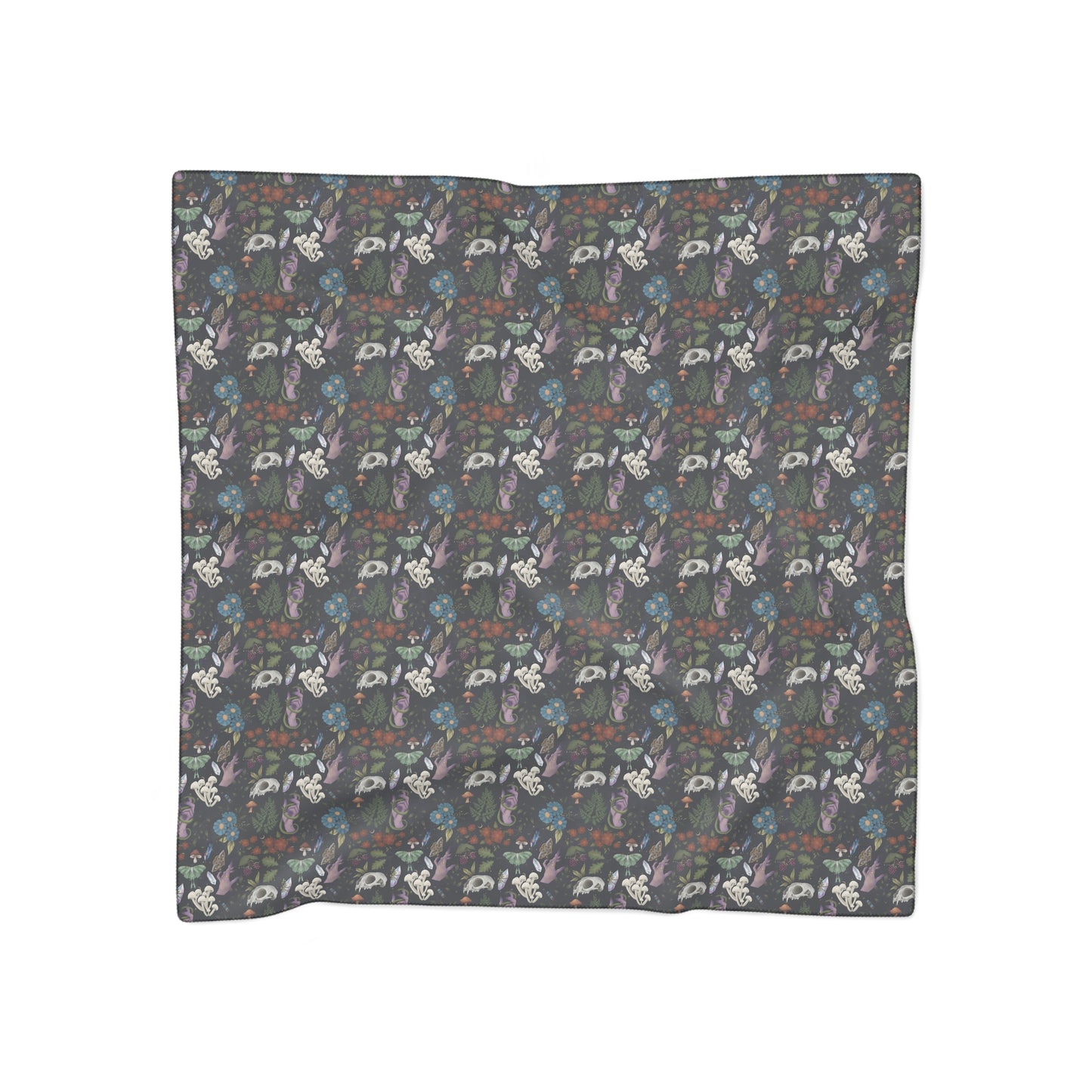 Witchy Pattern Veil | Witch Scarf | Skulls, Moths & Plants