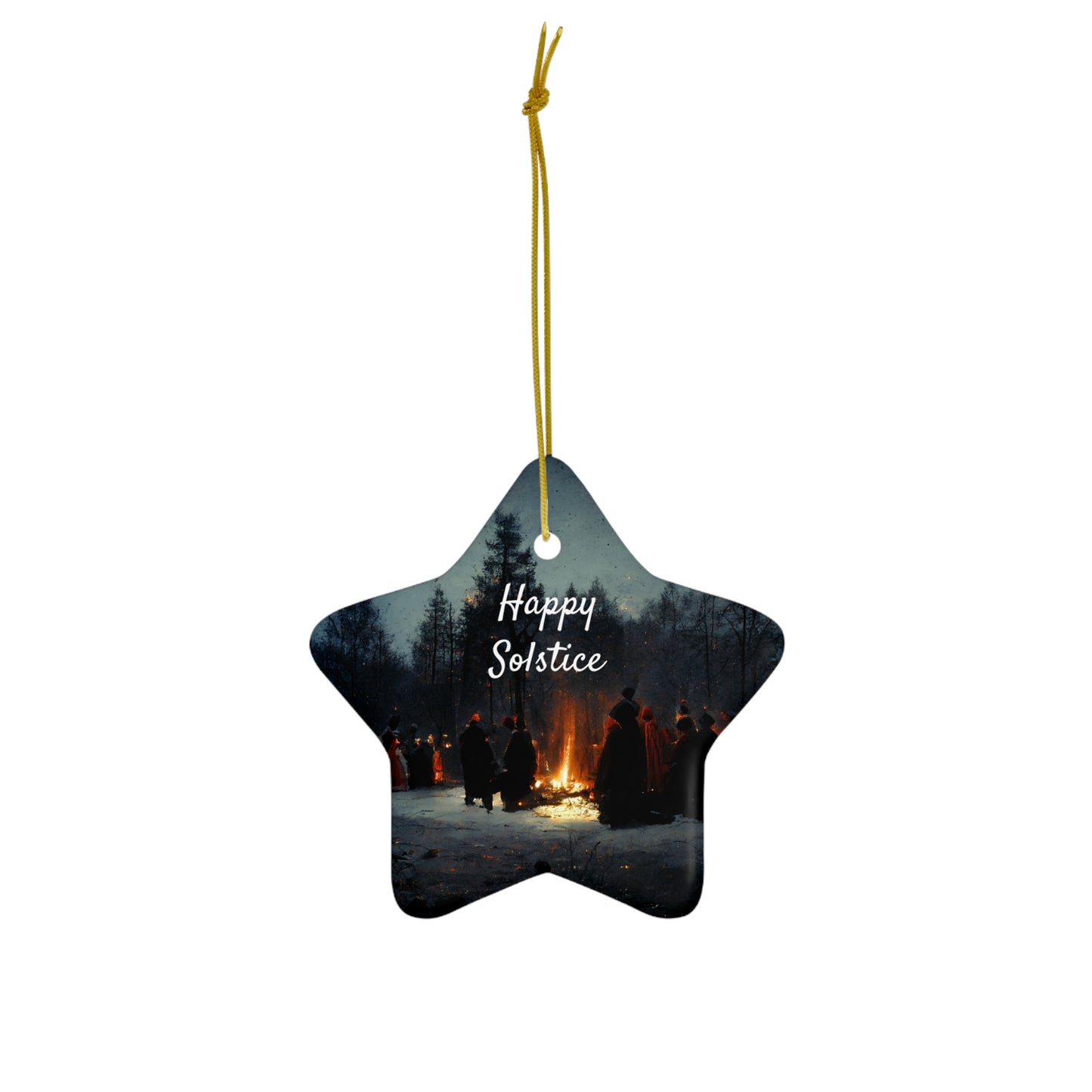 Happy Solstice Pagan Yule Ornament - CERAMIC - Blessed Yule Decoration for Yule Tree or Christmas Tree wiccan witch witchy decor witchcraft