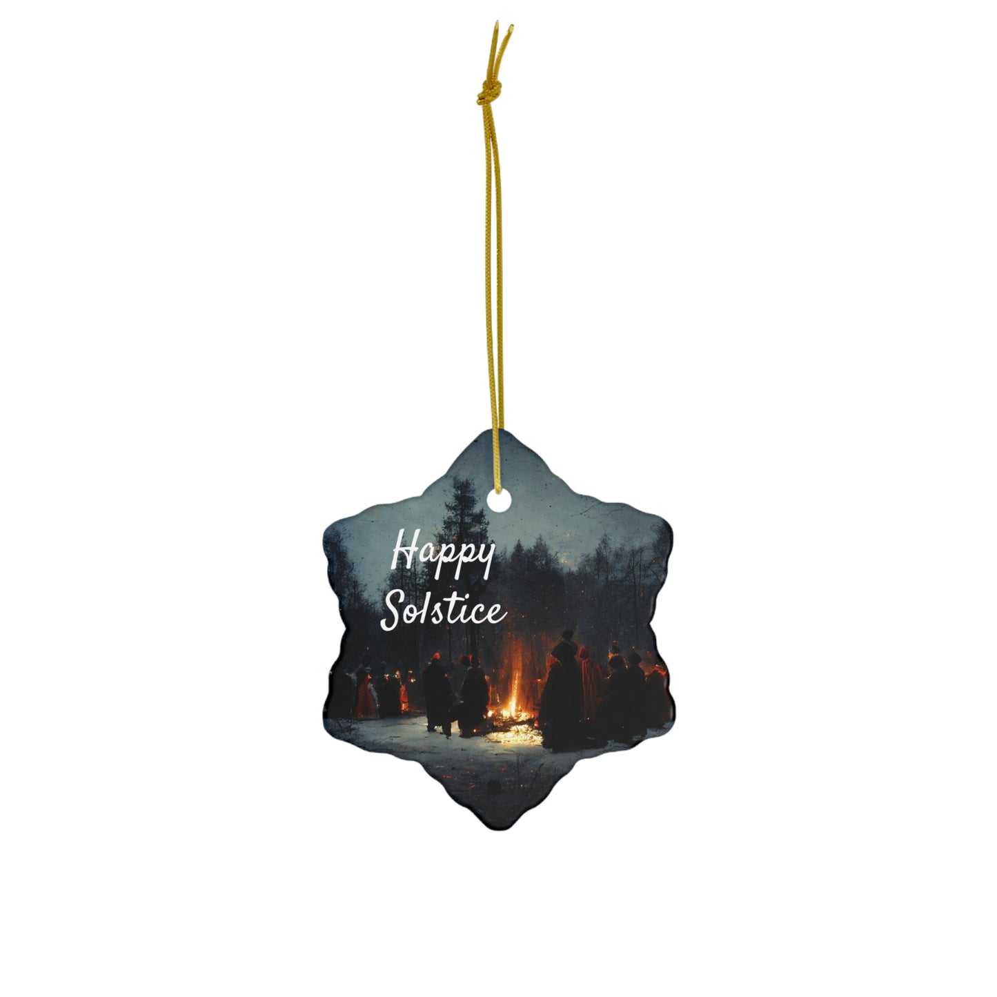 Happy Solstice Pagan Yule Ornament - CERAMIC - Blessed Yule Decoration for Yule Tree or Christmas Tree wiccan witch witchy decor witchcraft