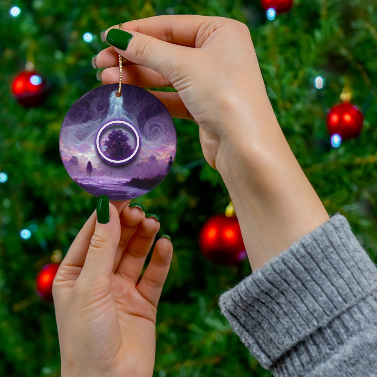 Ornament - Spirit Symbol - CERAMIC Witchy Pagan Wiccan Yule ornament for Yule Tree, Christmas Tree, or Yule decor, wiccan gift, pa