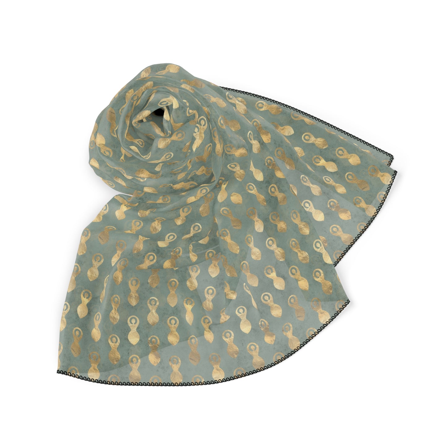 Green Goddess Pattern Witches Veil | Witchy Pagan Scarf
