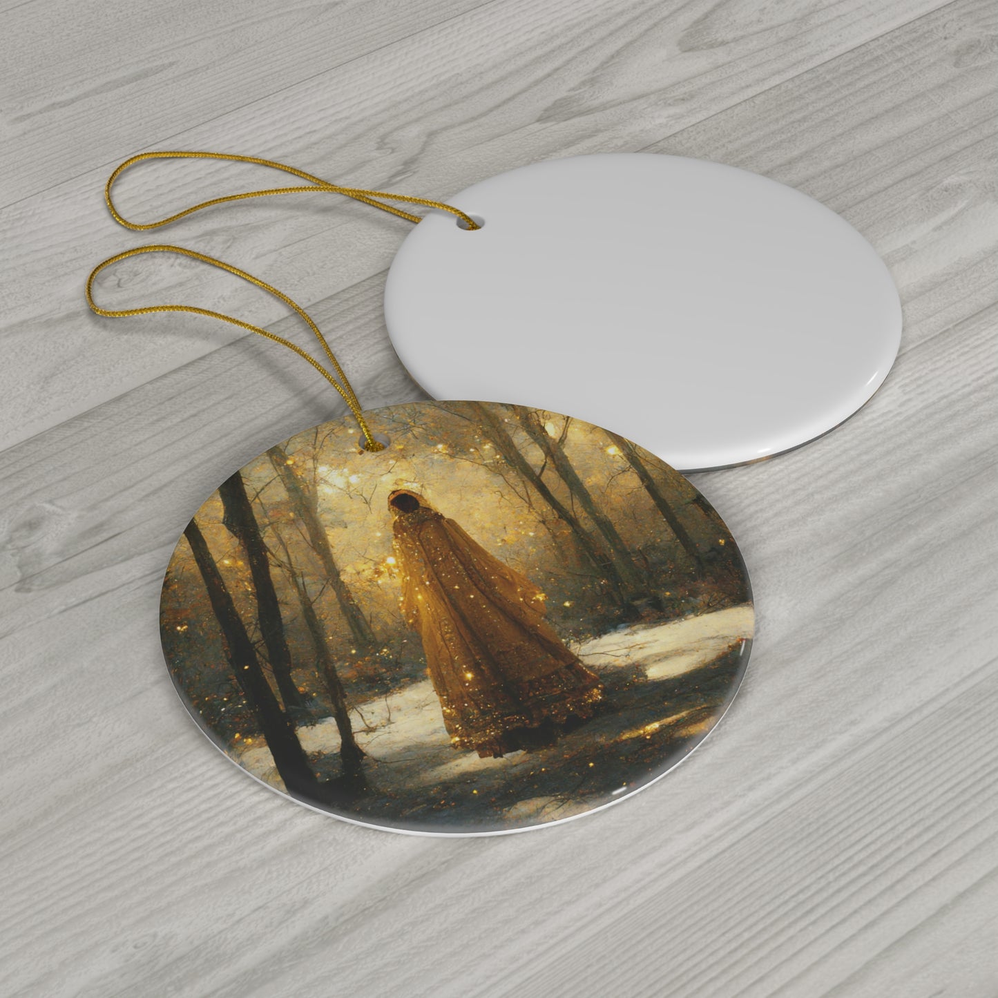 Witchy Yule Ornament - CERAMIC Golden Winter Yule Ornament - Blessed Yule! For Yule Tree, pagan man gift, wiccan gift, pagan decor, wi