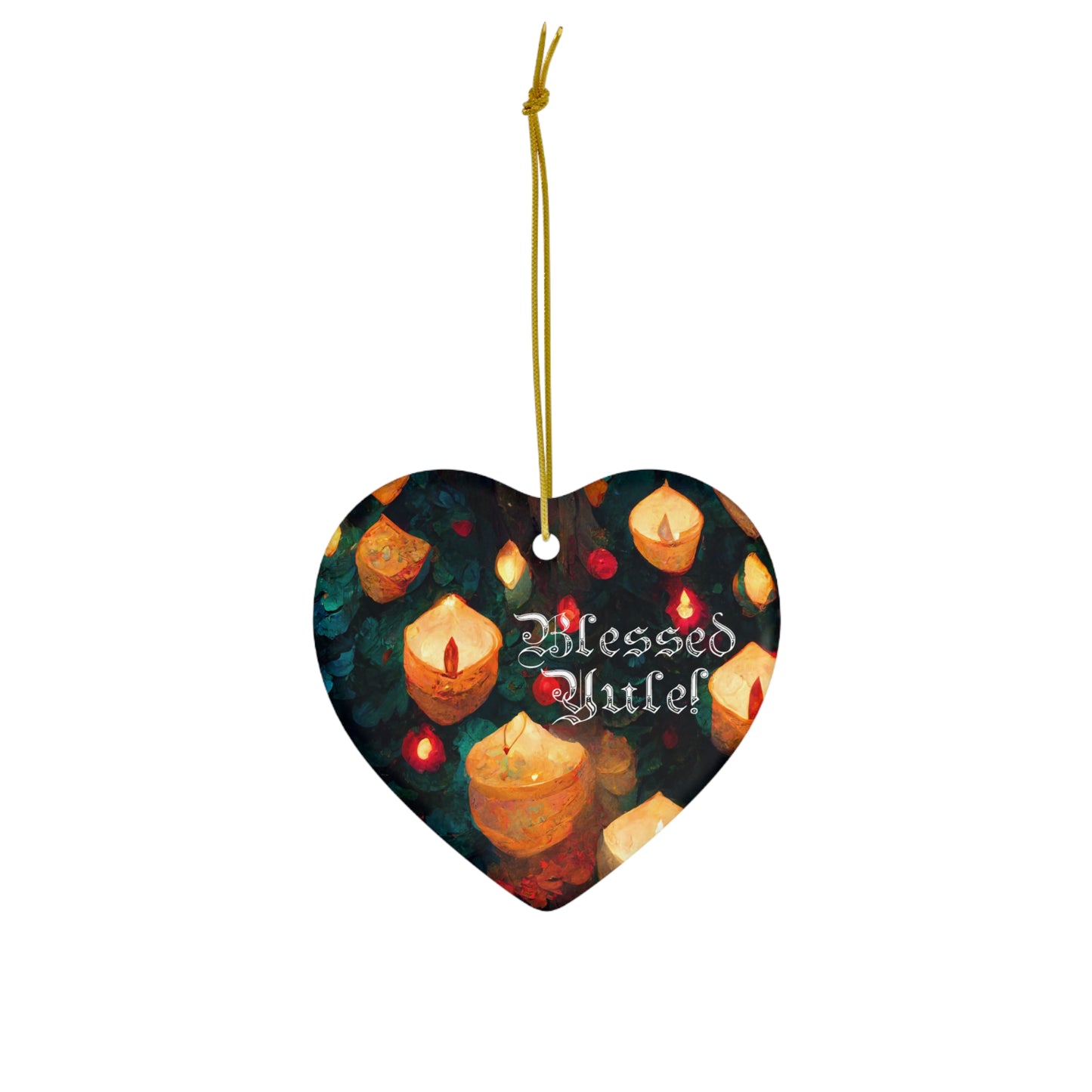Witchy Yule Ornament - Yule Tree with candles and lights - Blessed Yule! ornament for Yule Tree or home decor wiccan pagan witchcraft