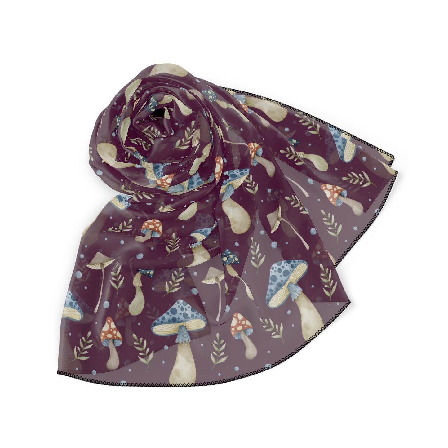 Purple & Blue Mushroom Veil | Head Scarf - Witchy scarf perfect for veiling or fashion - Witch's veil, Pagan veil - head covering for witch