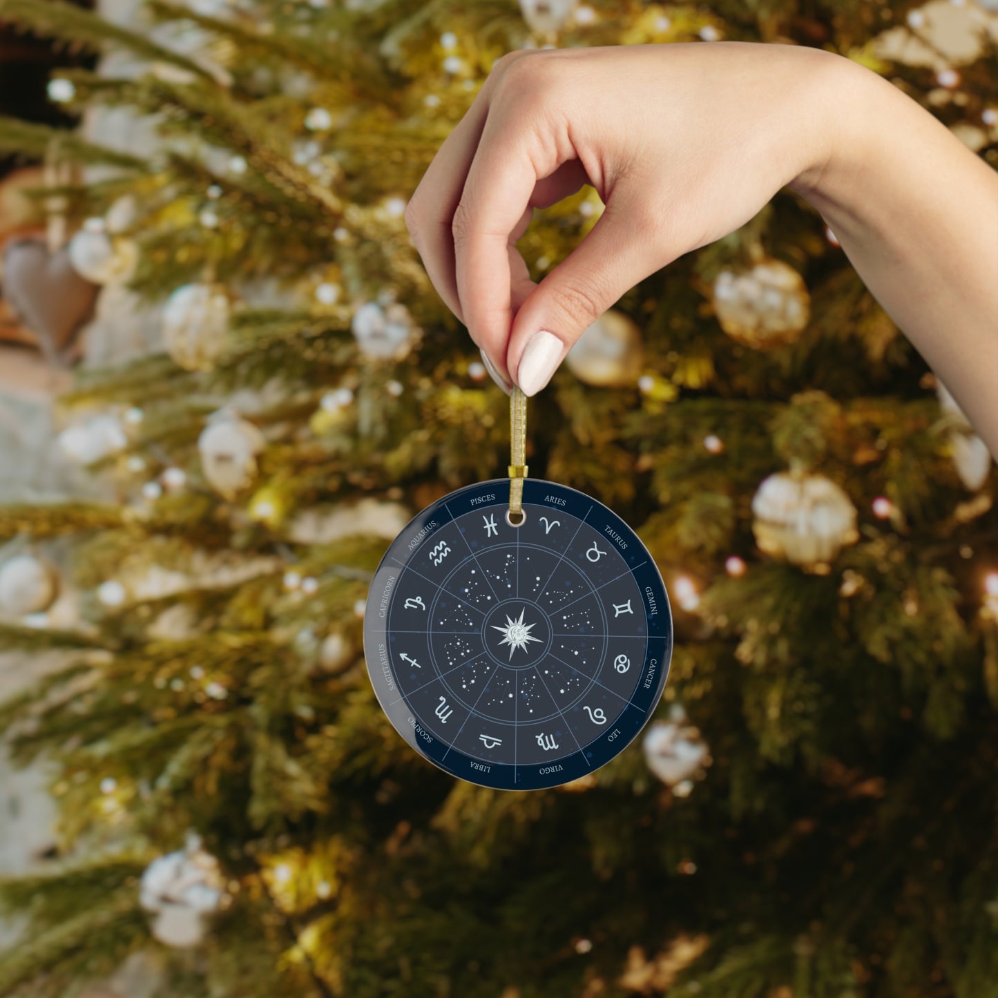 Glass Zodiac Ornament - Yule Ornament - Christmas Ornament - Ornament for Tree Winter Solstice - Pagan, Witch, Witchcraft