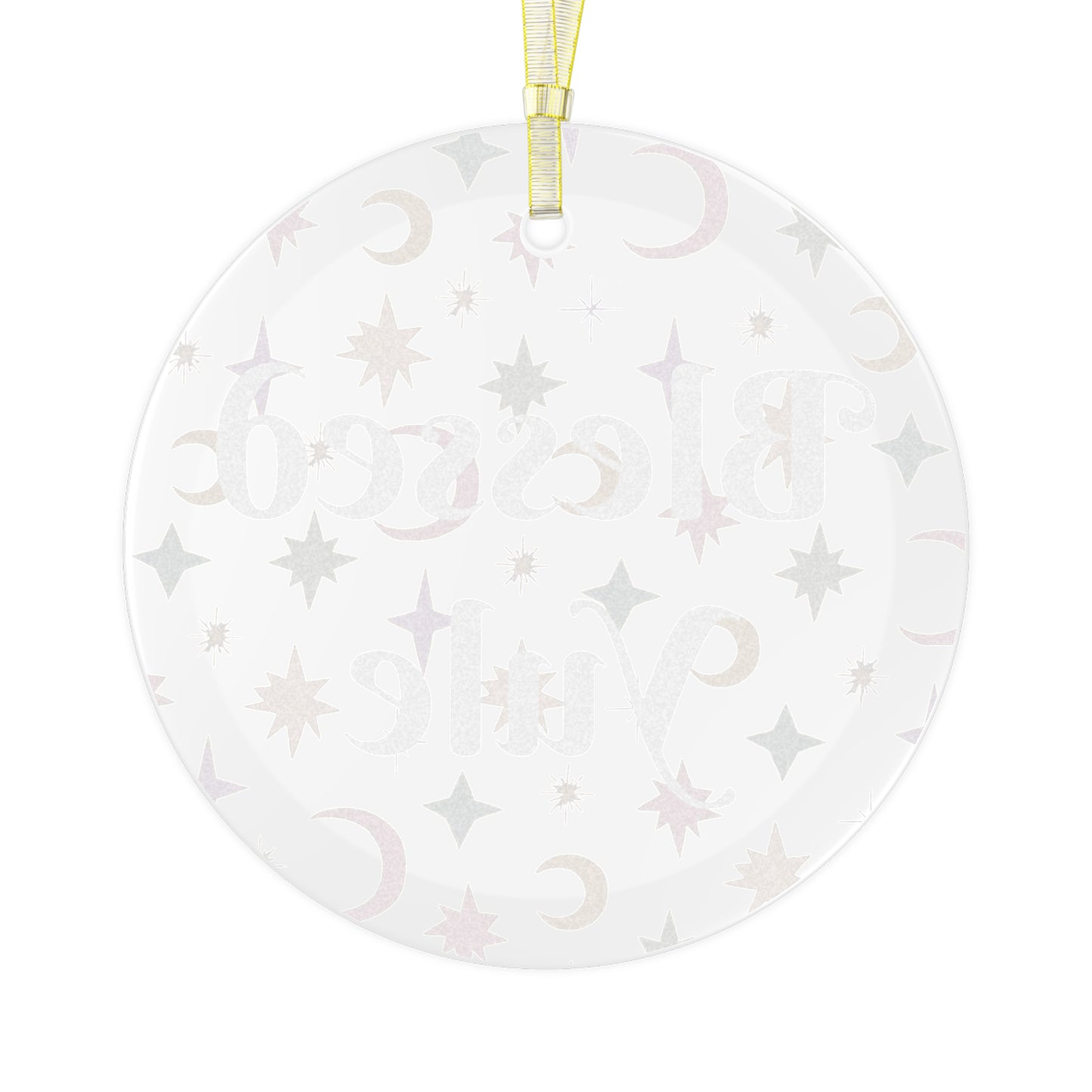 Glass Blessed Yule Ornament with Stars & Crescents - Christmas Ornament - Ornament for Tree Winter Solstice - Pagan, Witch, Witchcraft