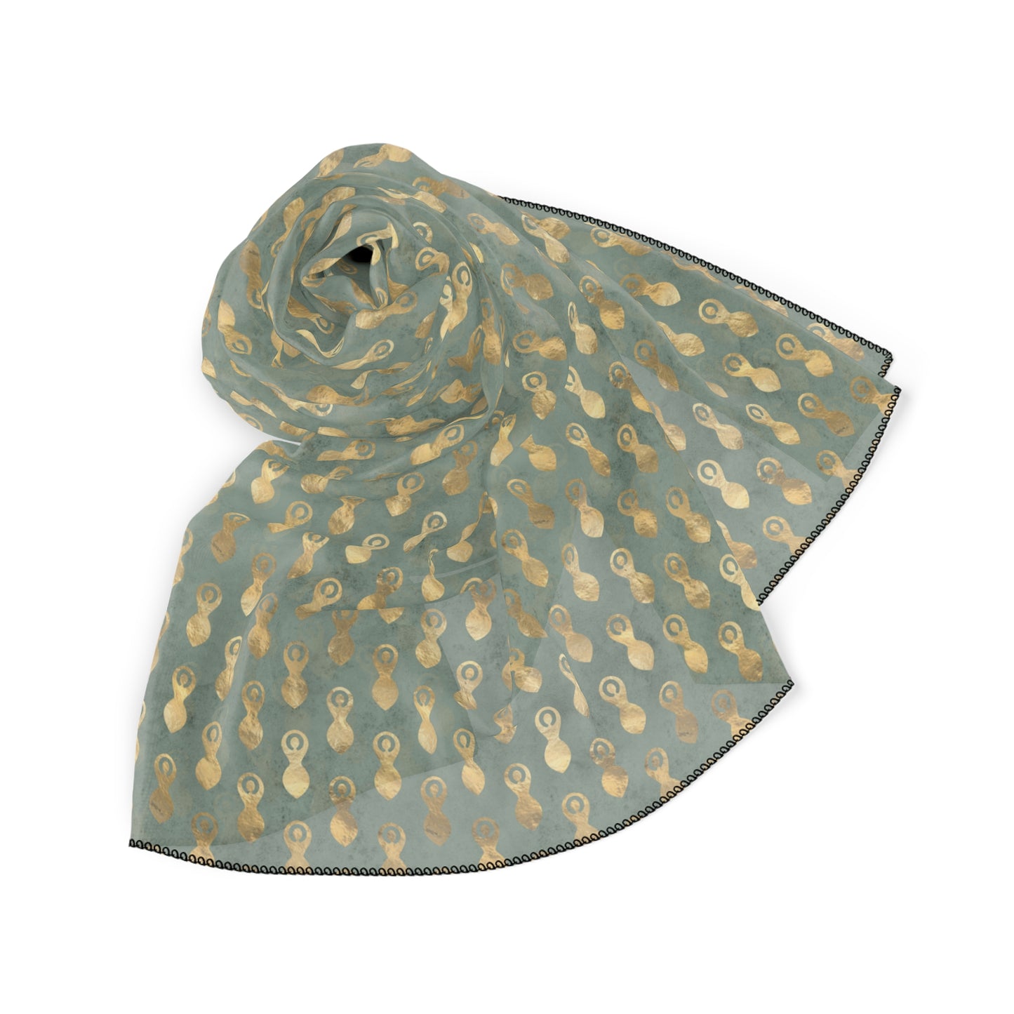 Green Goddess Pattern Witches Veil | Witchy Pagan Scarf