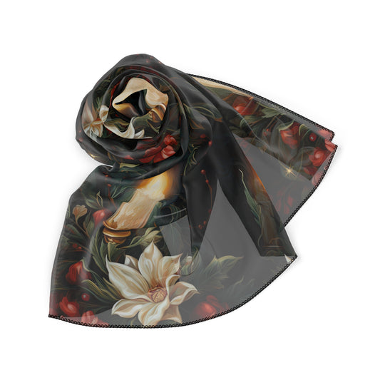 Flowers & Candles Gothic Witches Veil | Witchy Pagan Scarf