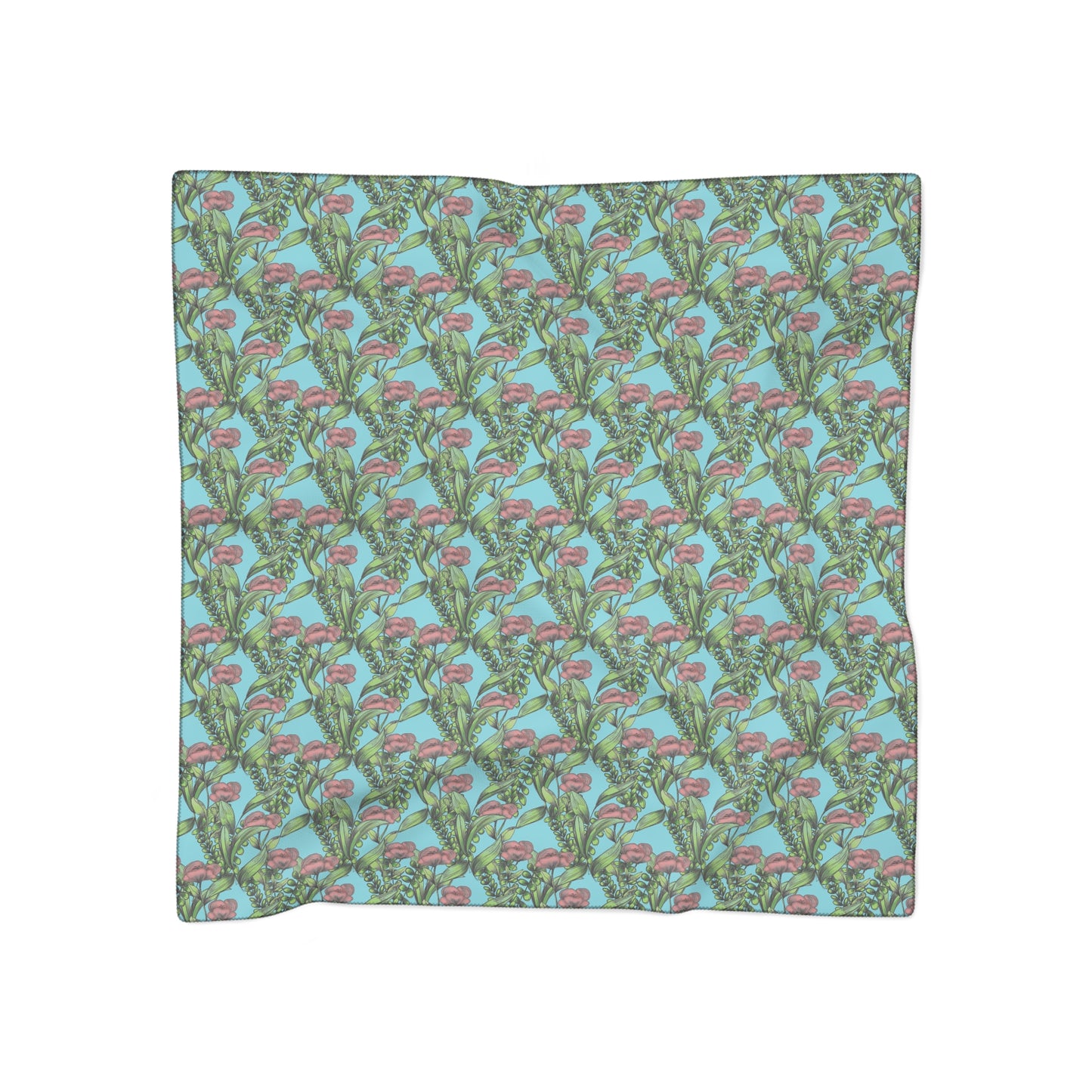Poppies Green Witches Veil | Witchy Pagan Scarf