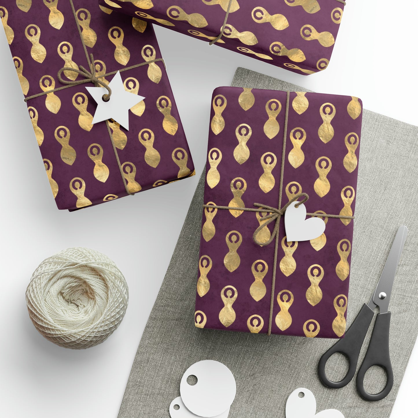 Gold & Merlot Goddess | Witchy Wrapping Paper | Boutique Gift Wrap