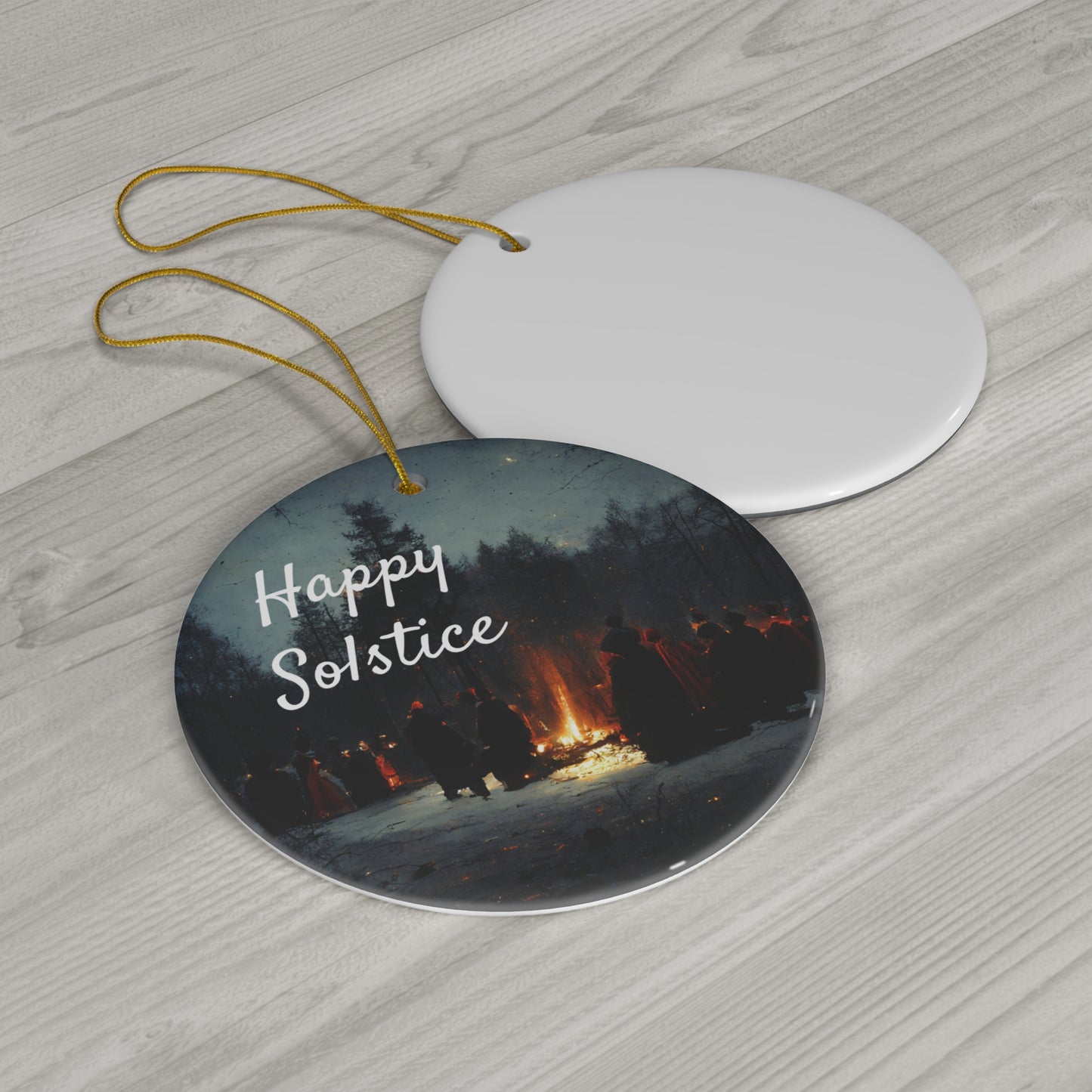 Happy Solstice Pagan Yule Ornament - CERAMIC - Blessed Yule Decoration for Yule Tree or Christmas Tree wiccan witch witchy decor witchcraft