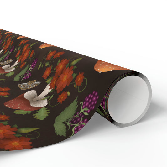 Green Witch with Moths & Herbal Botanicals | Witchy Wrapping Paper | Boutique Gift Wrap
