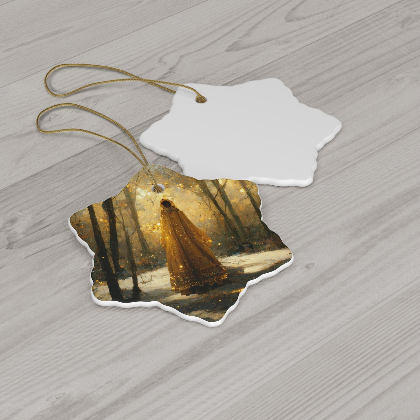 Witchy Yule Ornament - CERAMIC Golden Winter Yule Ornament - Blessed Yule! For Yule Tree, pagan man gift, wiccan gift, pagan decor, wi