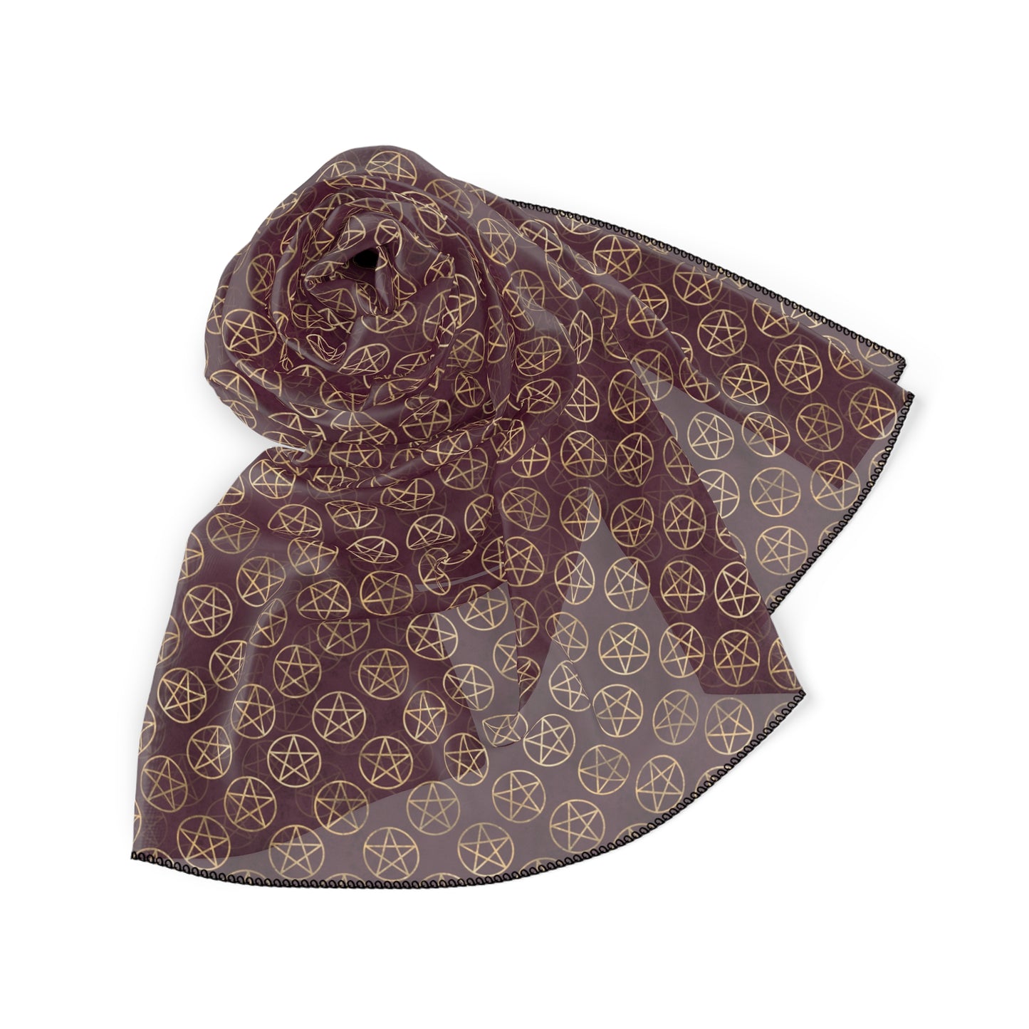 Pentagrams on Merlot Red | Witches Veil | Witchcraft Veiling Scarf