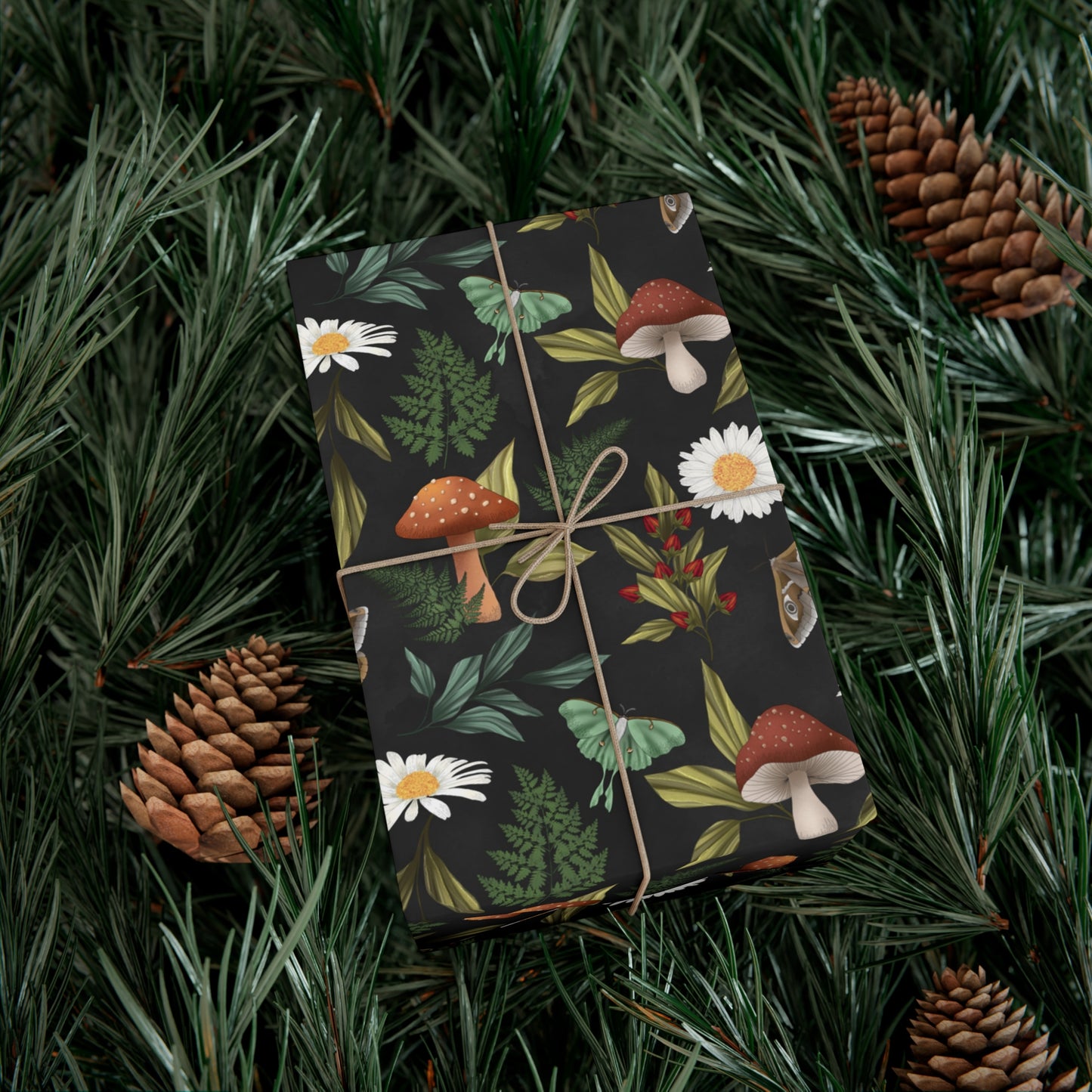 Cottage Core Witchy Moths & Mushrooms | Witchy Wrapping Paper | Boutique Gift Wrap