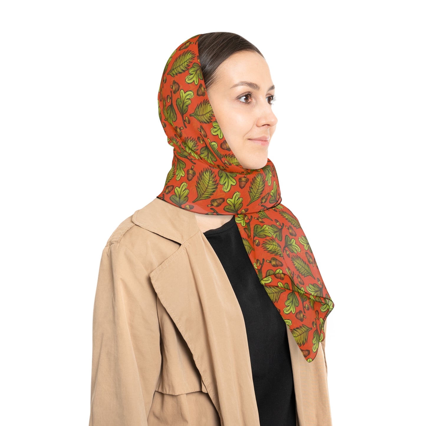 Oak Leaves & Acorns Woodland Witches Veil | Witchy Pagan Scarf