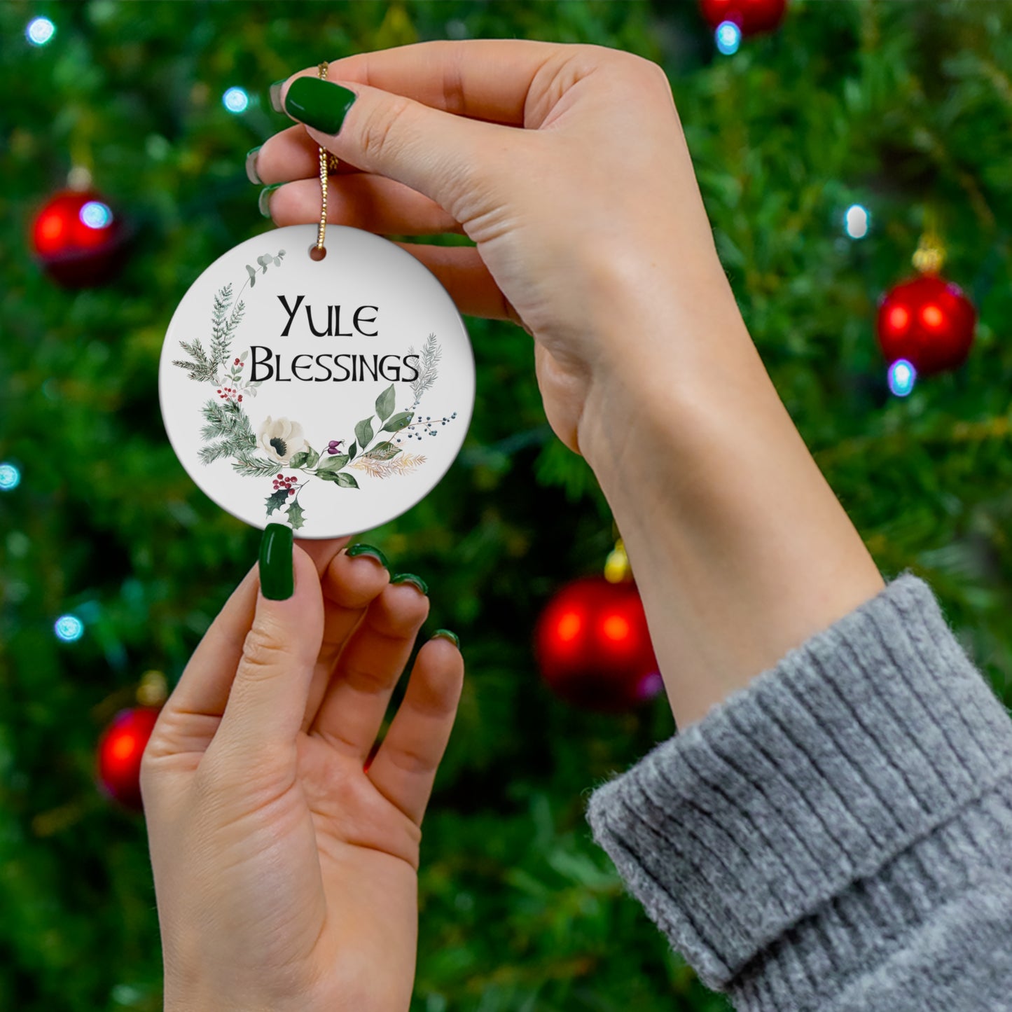 Yule Blessings Ornament - Yule Ornament - Happy Yule! ornament for Yule Tree, pagan man gift, wreath, wiccan gift