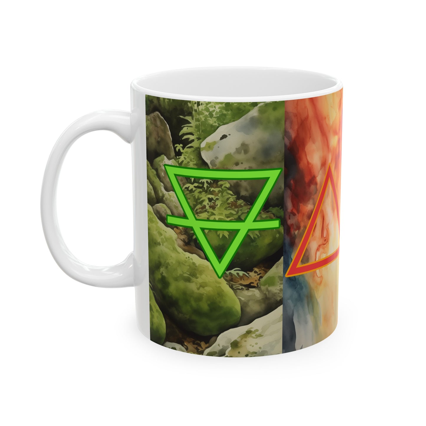 Four Elements Witch Mug | 11oz White Ceramic Mug | Earth Air Fire Water