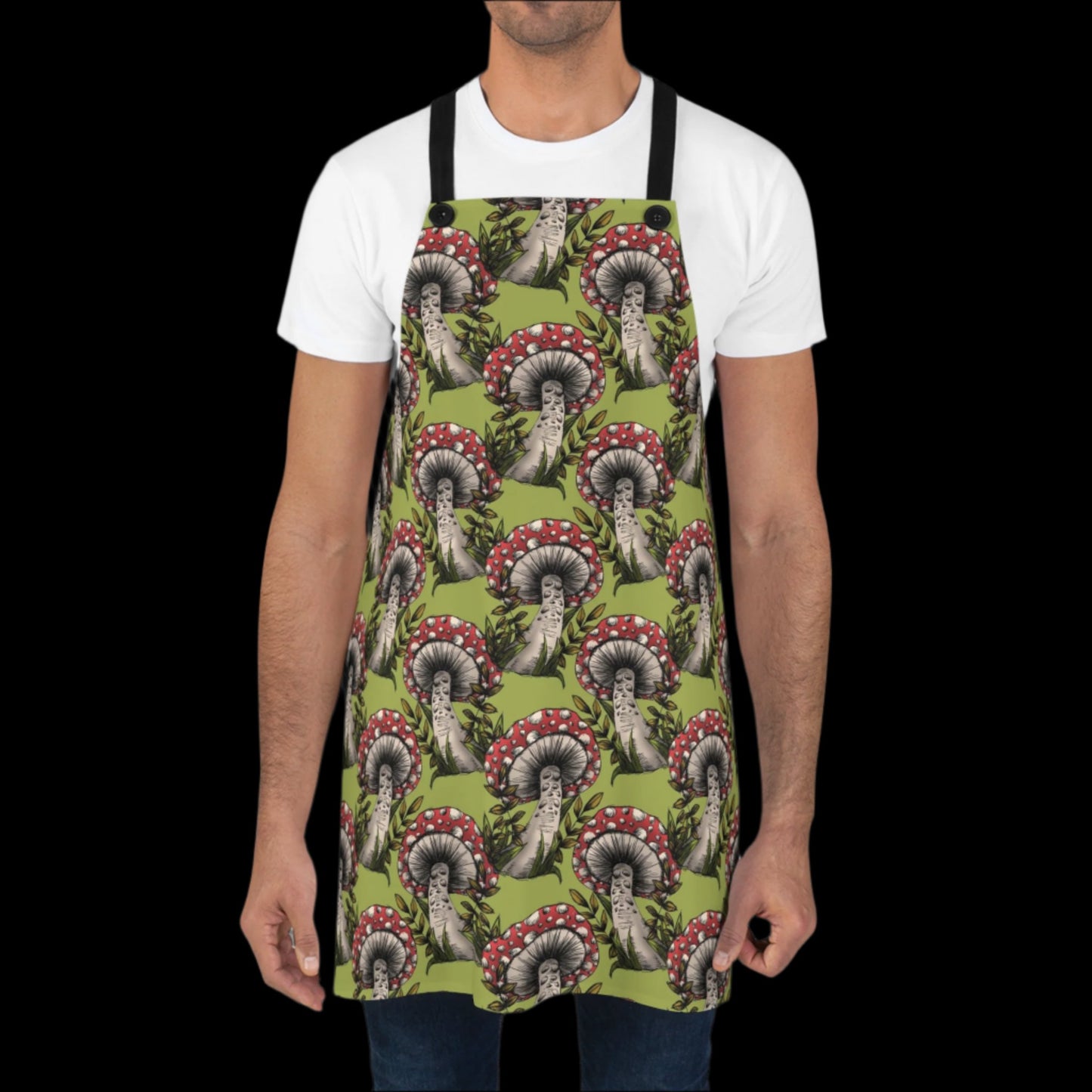 Green Amanita Muscaria Mushroom Apron | One Size