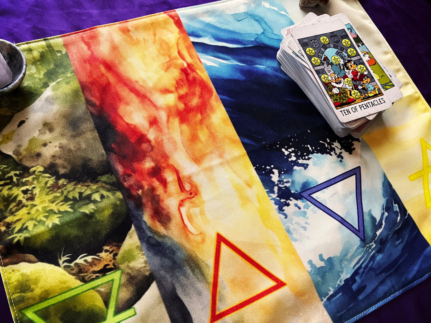 4 Elements Divination Cloth | Tarot Cloth | Rune Cloth | Small Altar Cloth