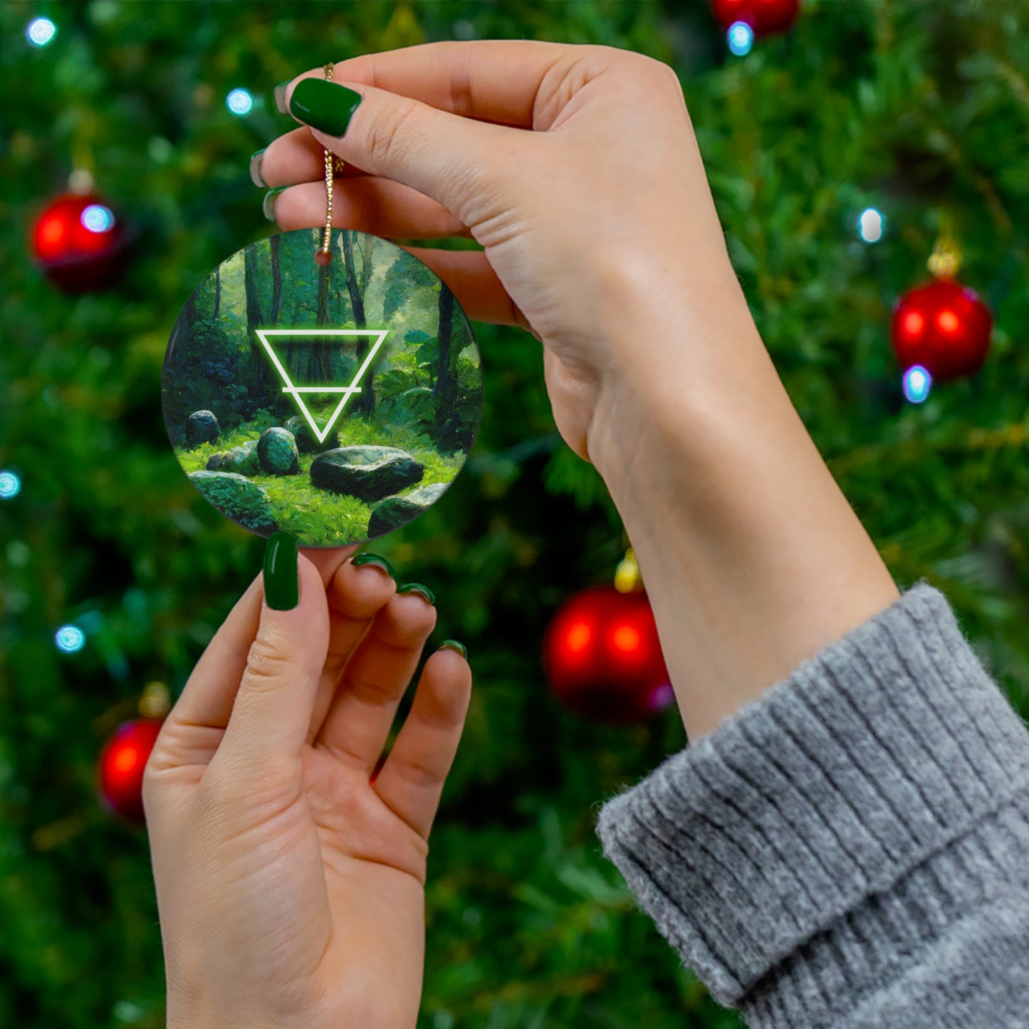Yule Ornament - Earth Symbol - Ceramic Witchy Pagan Wiccan Yule ornament for Yule Tree, Christmas Tree, or Yule decor wiccan gift pagan gift