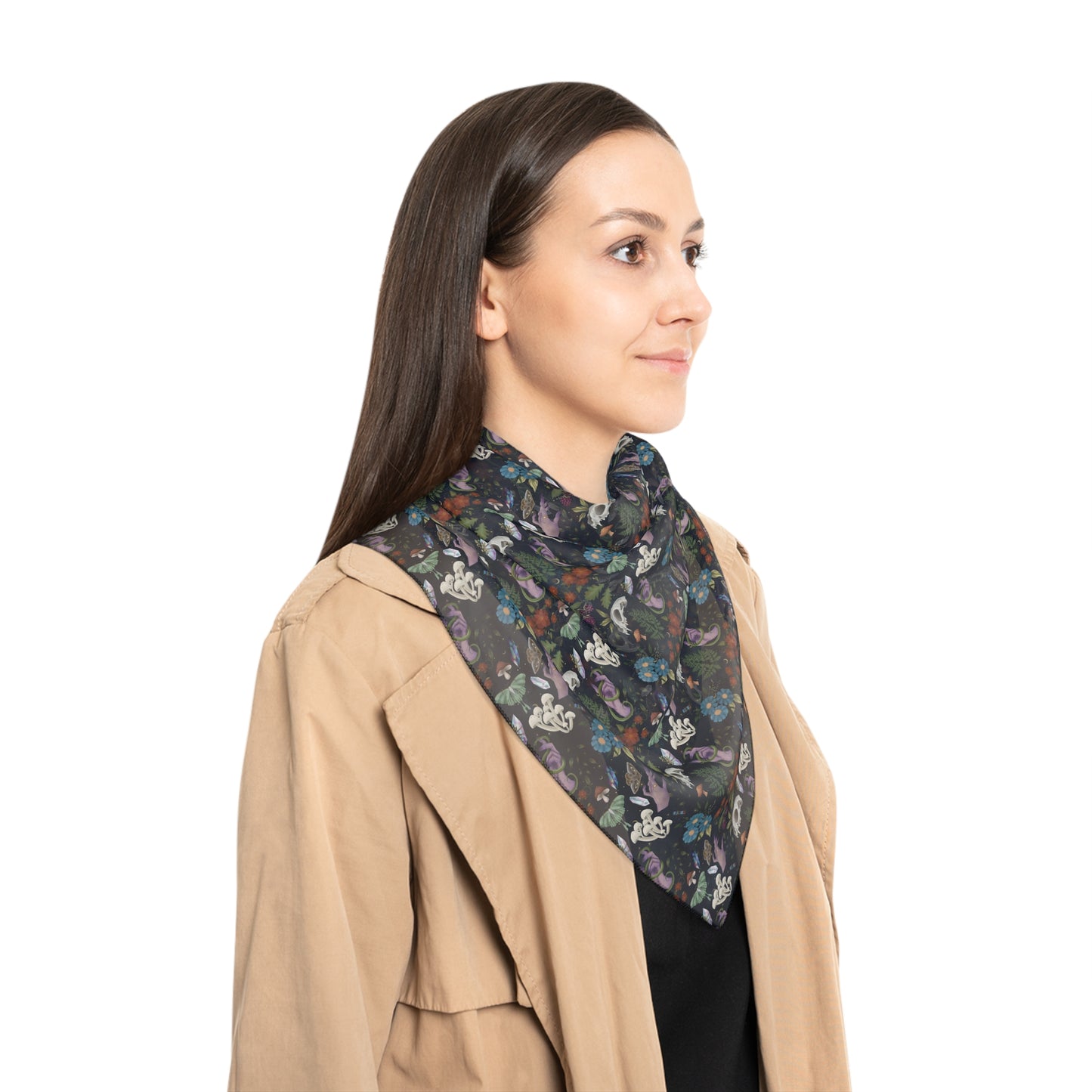 Witchy Pattern Veil | Witch Scarf | Skulls, Moths & Plants