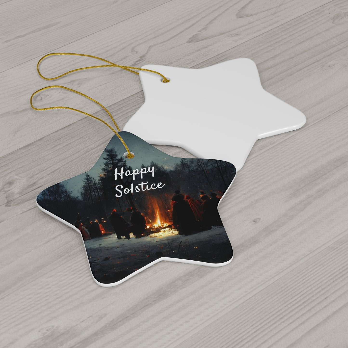 Happy Solstice Pagan Yule Ornament - CERAMIC - Blessed Yule Decoration for Yule Tree or Christmas Tree wiccan witch witchy decor witchcraft