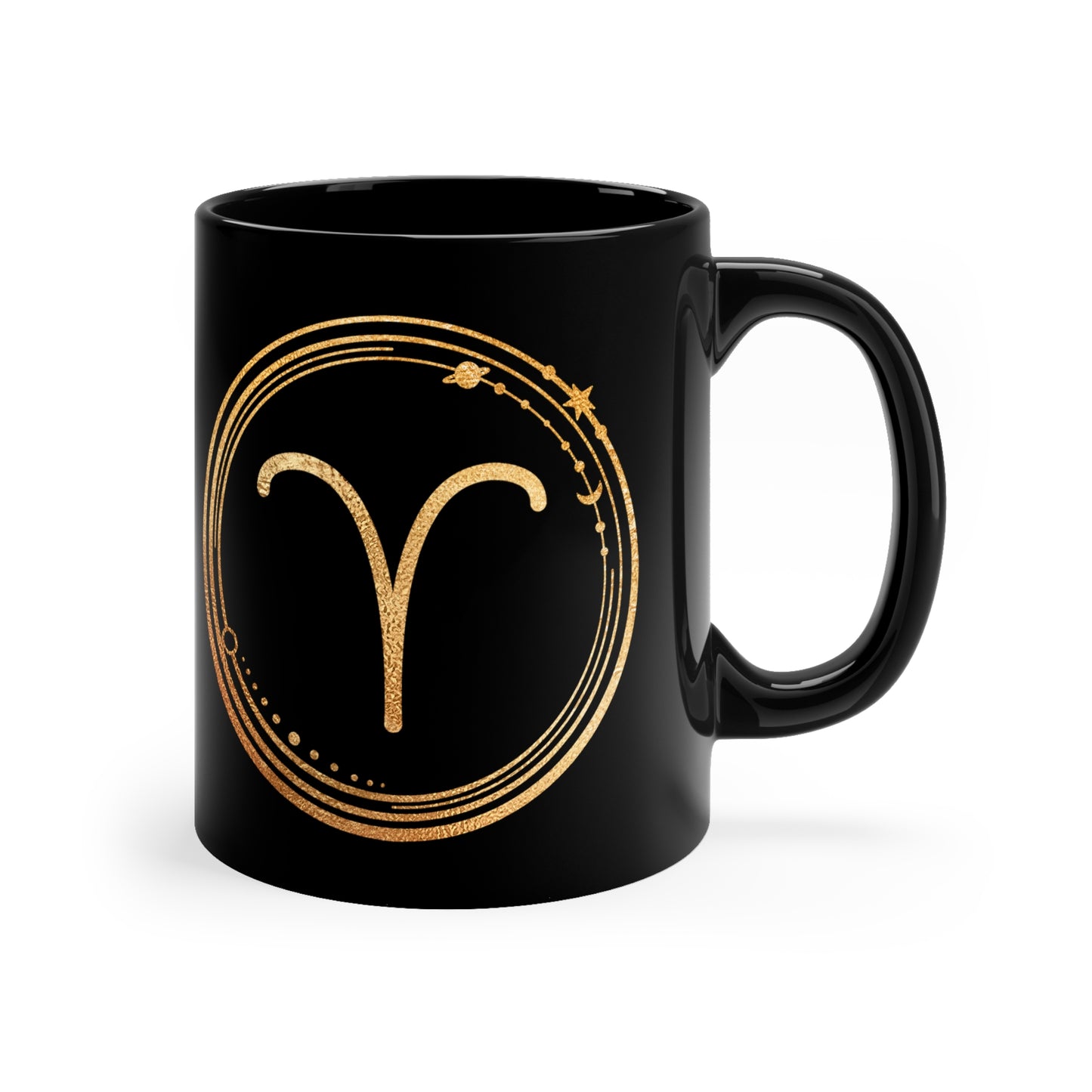 Aries Mug - 11oz Black Mug with constellation and astrological symbol of the star sign Aries