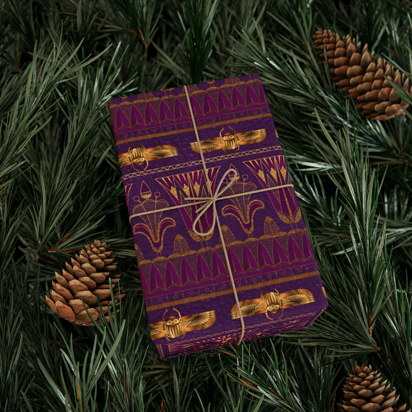 Gold and Magenta Purple Scarab | Witchy Wrapping Paper | Boutique Gift Wrap
