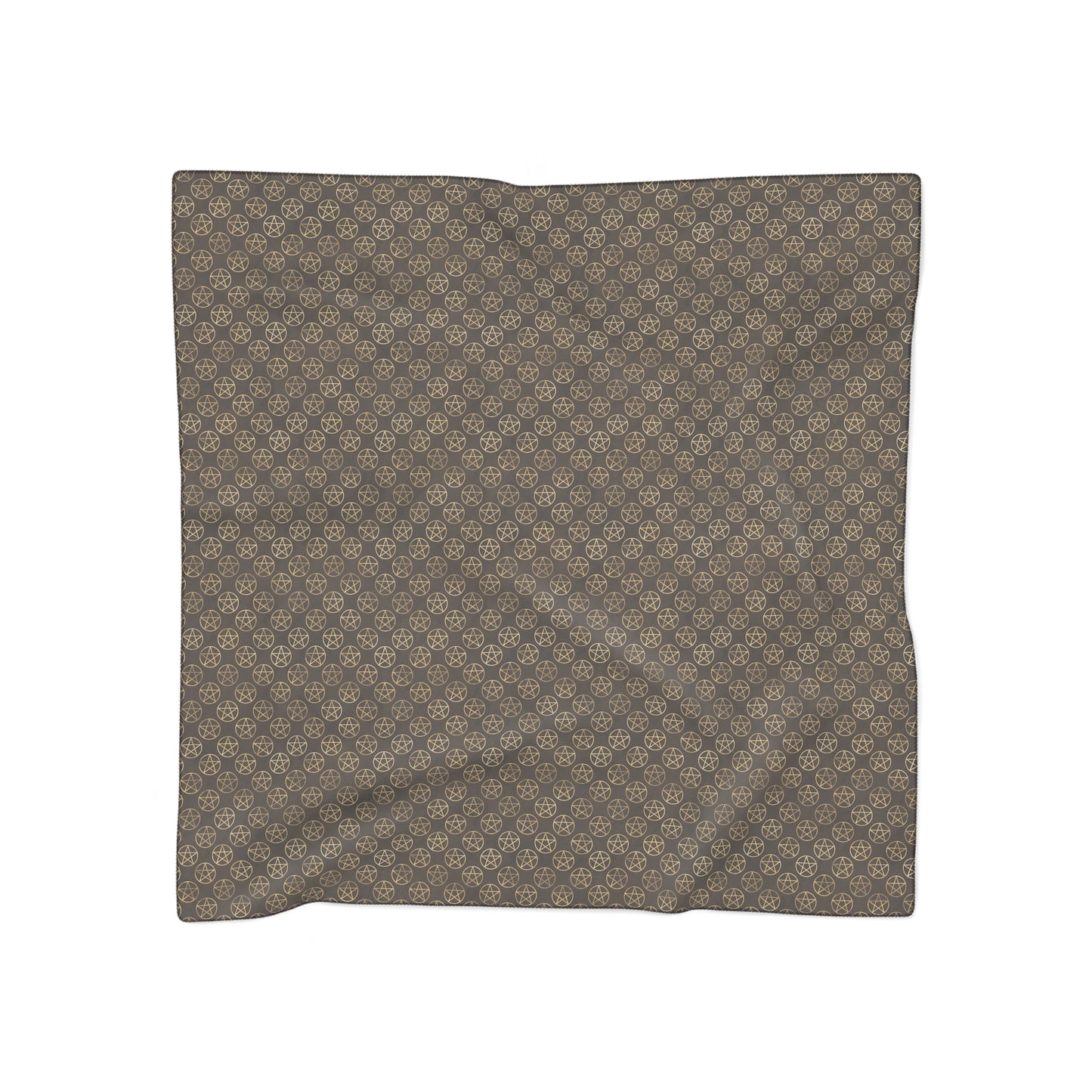 Pentagram Pattern Witchy Veil Dark Brown | Witchy Pagan Wiccan Head Scarf