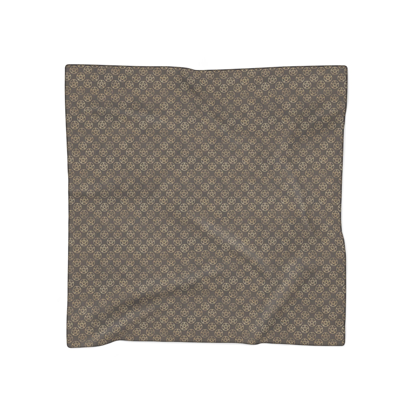 Pentagram Pattern Witchy Veil Dark Brown | Witchy Pagan Wiccan Head Scarf