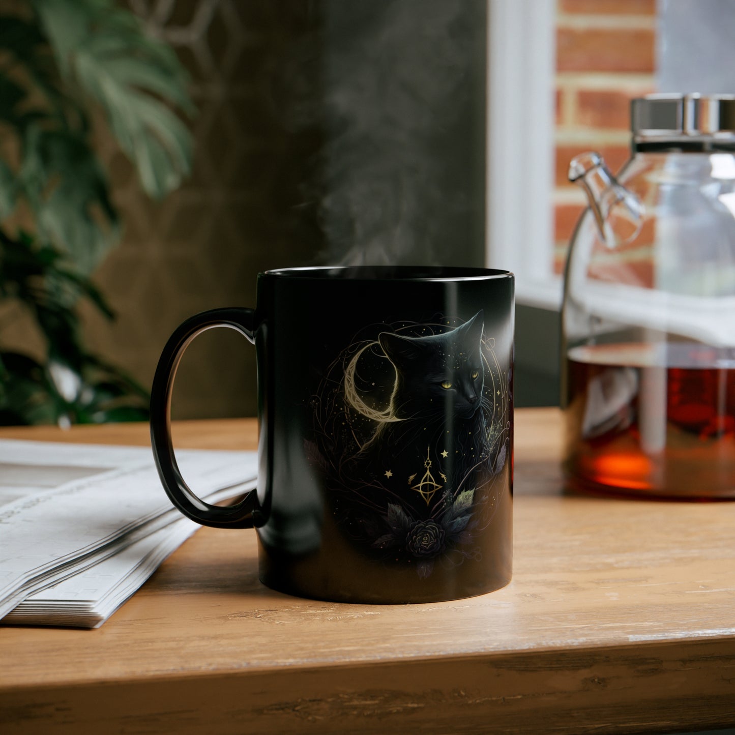 Black Cat & Crescent Moon Mug