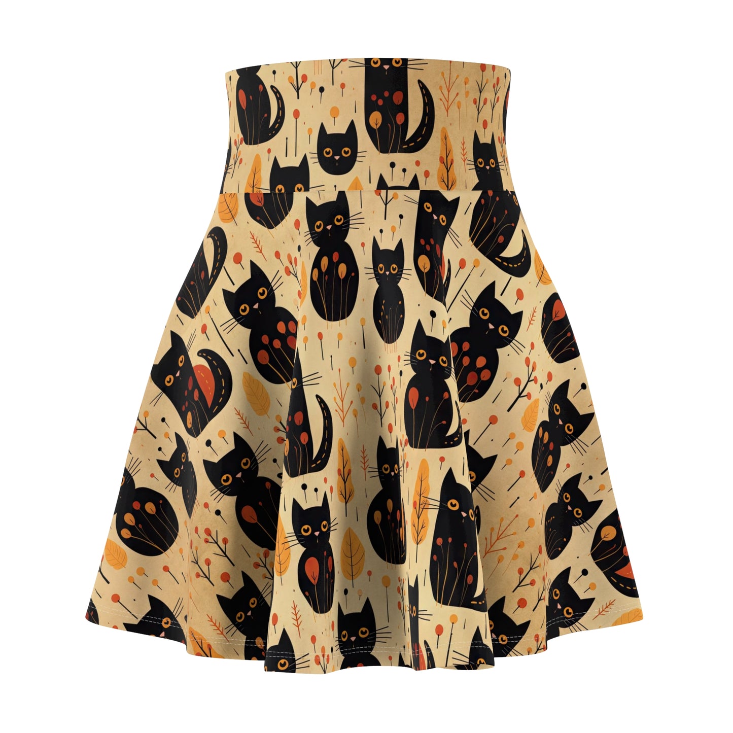 Cute Black Cats | Witchy Skirt | Magical Skirt | Yellow & Orange