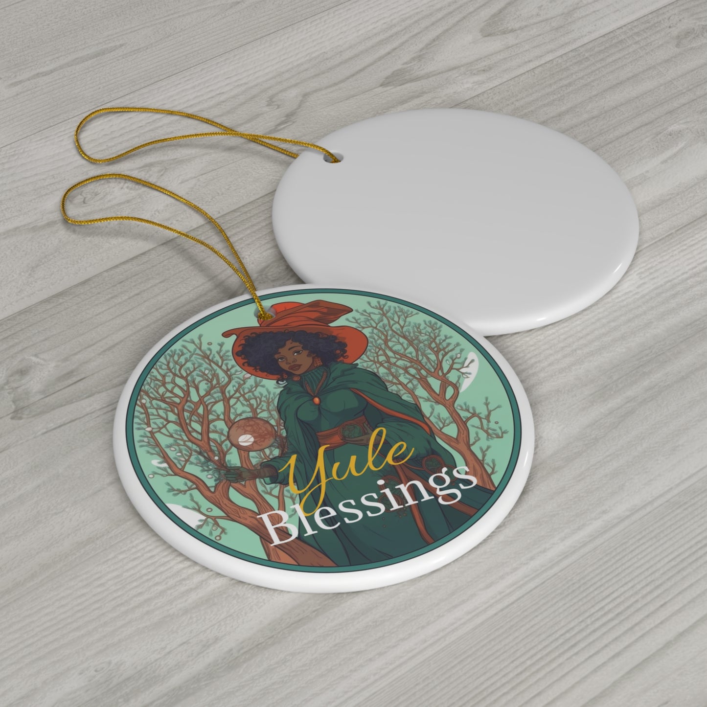 Yule Blessings | Green Witch, Ceramic Yule Ornaments, Pagan, Yule Decor, Witchy Ornaments, Christmas, Gift, Witchcraft Wiccan | Black Woman
