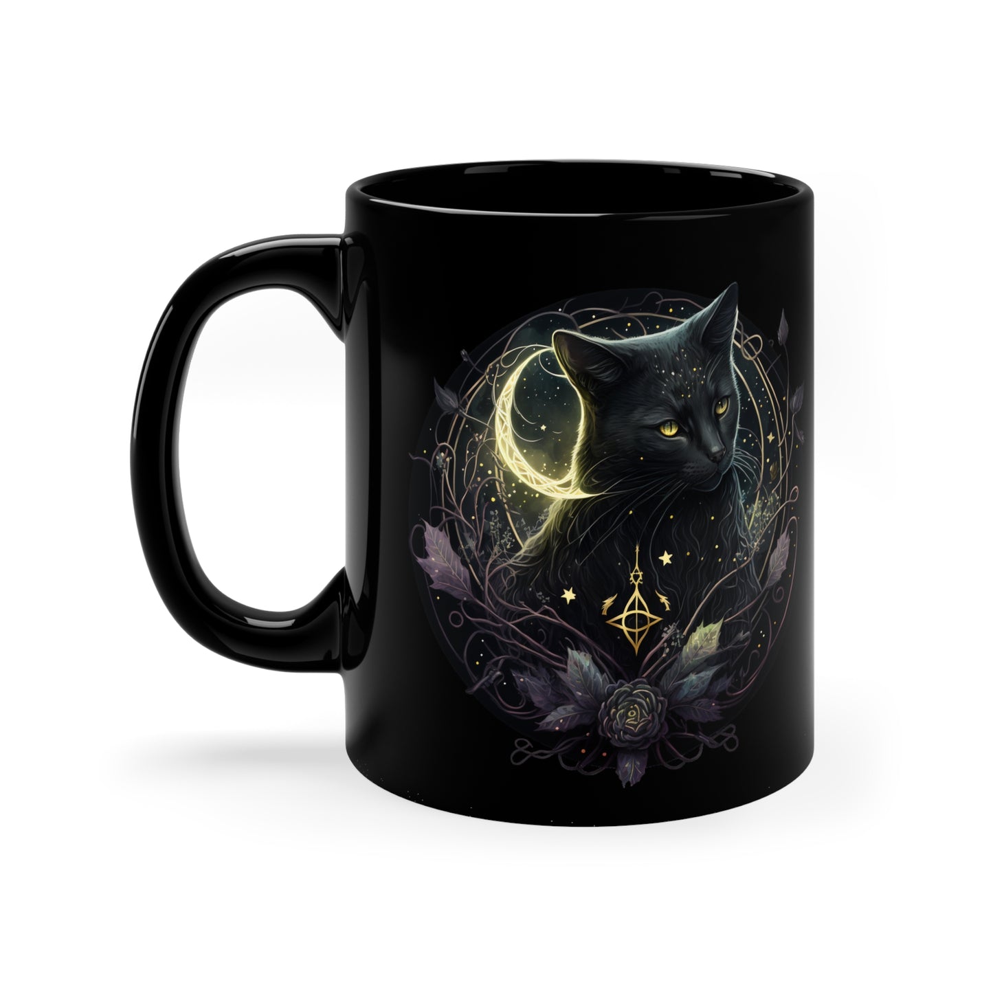Black Cat & Crescent Moon Mug