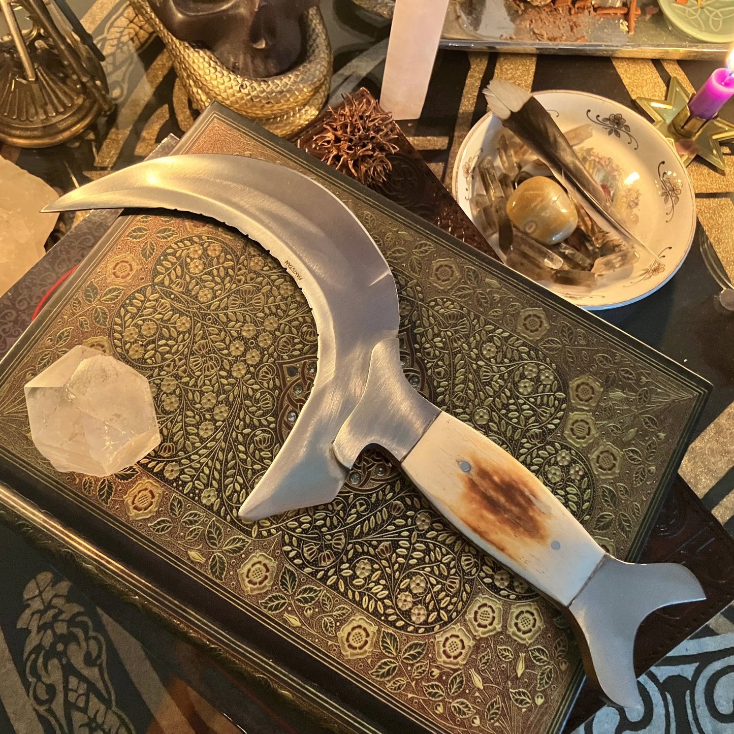 Druidic Boline with Bone Handle - 10" Ritual Knife