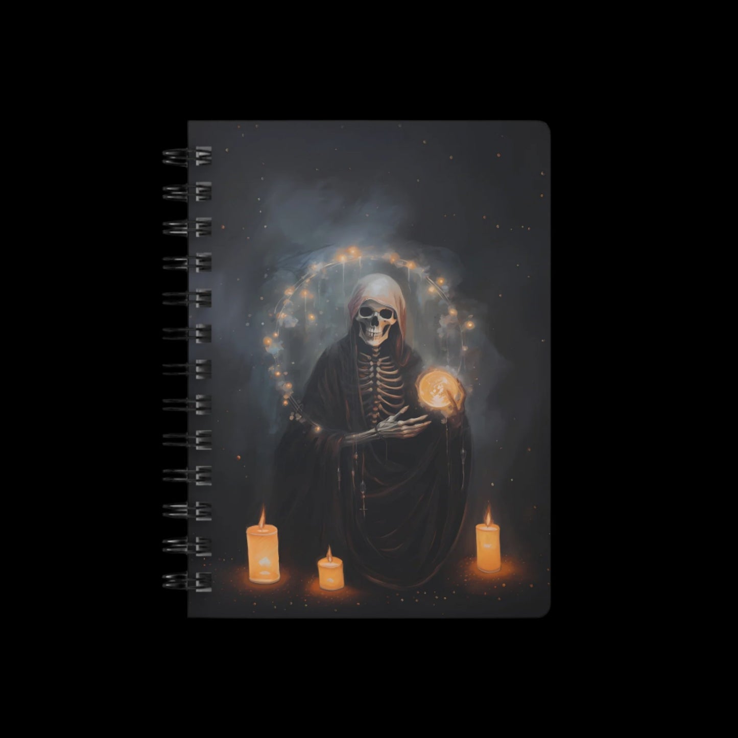 Skeletal Death Witch Spiral Bound Notebook | Lined Pages | Grimoire | Book of Shadows