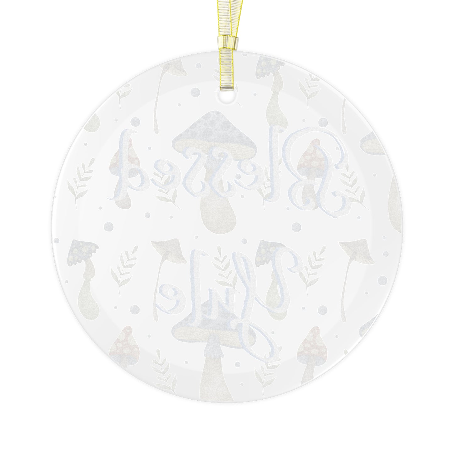 Glass Blessed Yule Ornament with Mushroom Design - Christmas Ornament - Ornament for Tree Winter Solstice - Pagan, Witch, Witchcraft