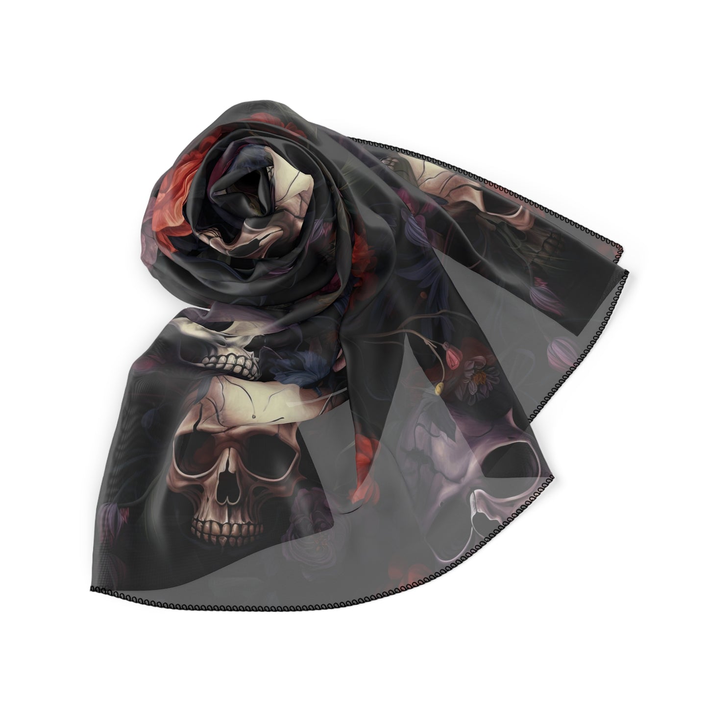 Skulls & Roses Gothic Witches Veil | Witchy Pagan Scarf