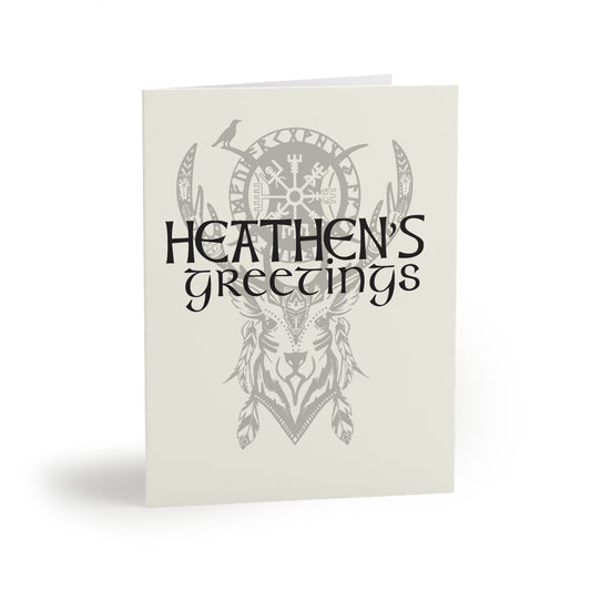 Heathen's Greetings! Vegvisir Deer | Yule Greeting Cards (8, 16, and 24 pcs)