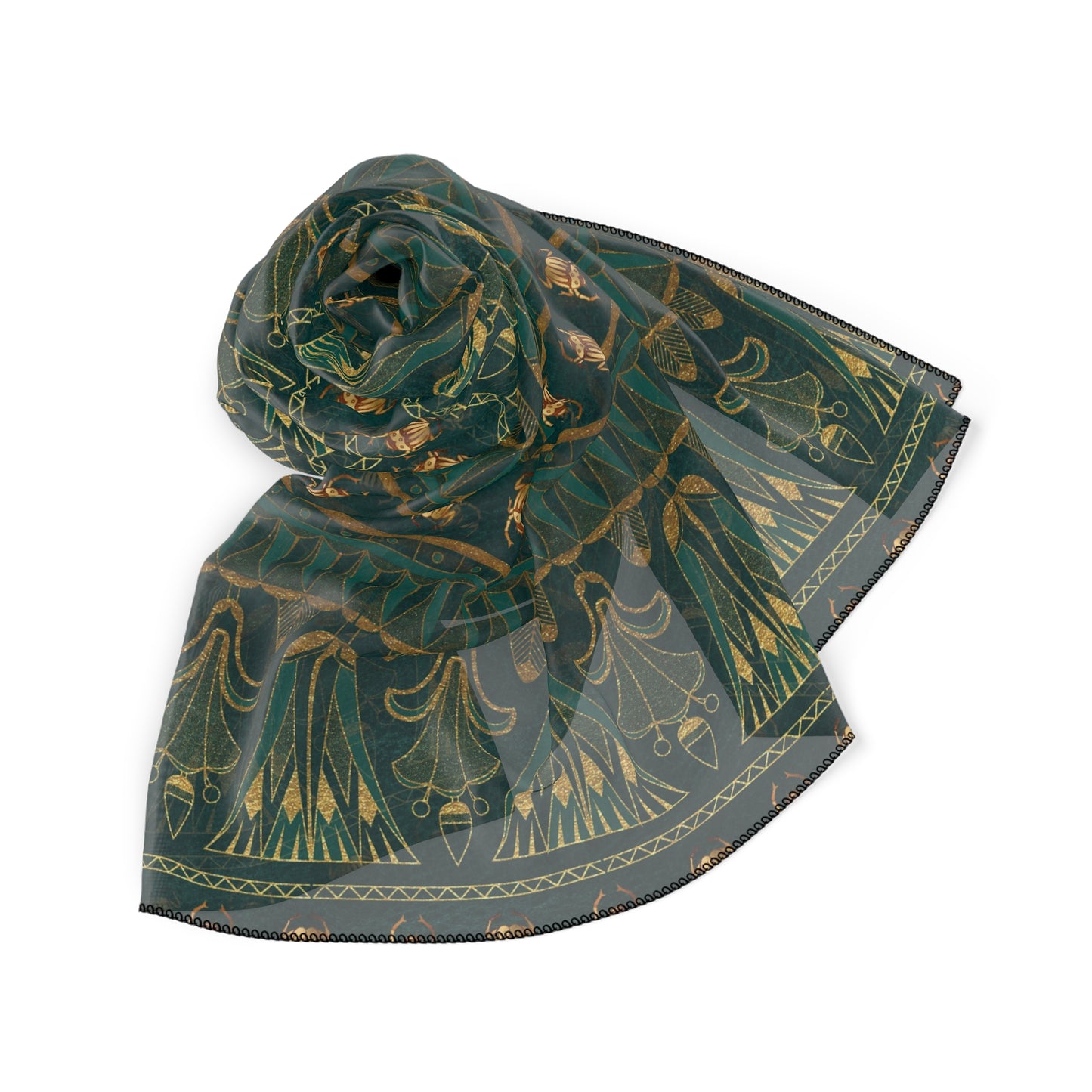 Green & Gold Egyptian Inspired Witches Veil | Witchy Pagan Scarf